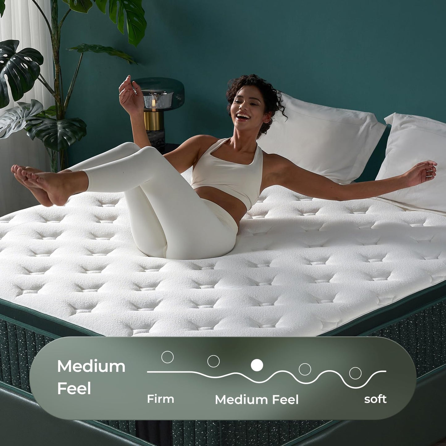 Queen Mattress, 14 Inch Hybrid Bed in a Box with Gel Memory Foam & Pocket Springs, Cooling Comfort & Medium Firm Support