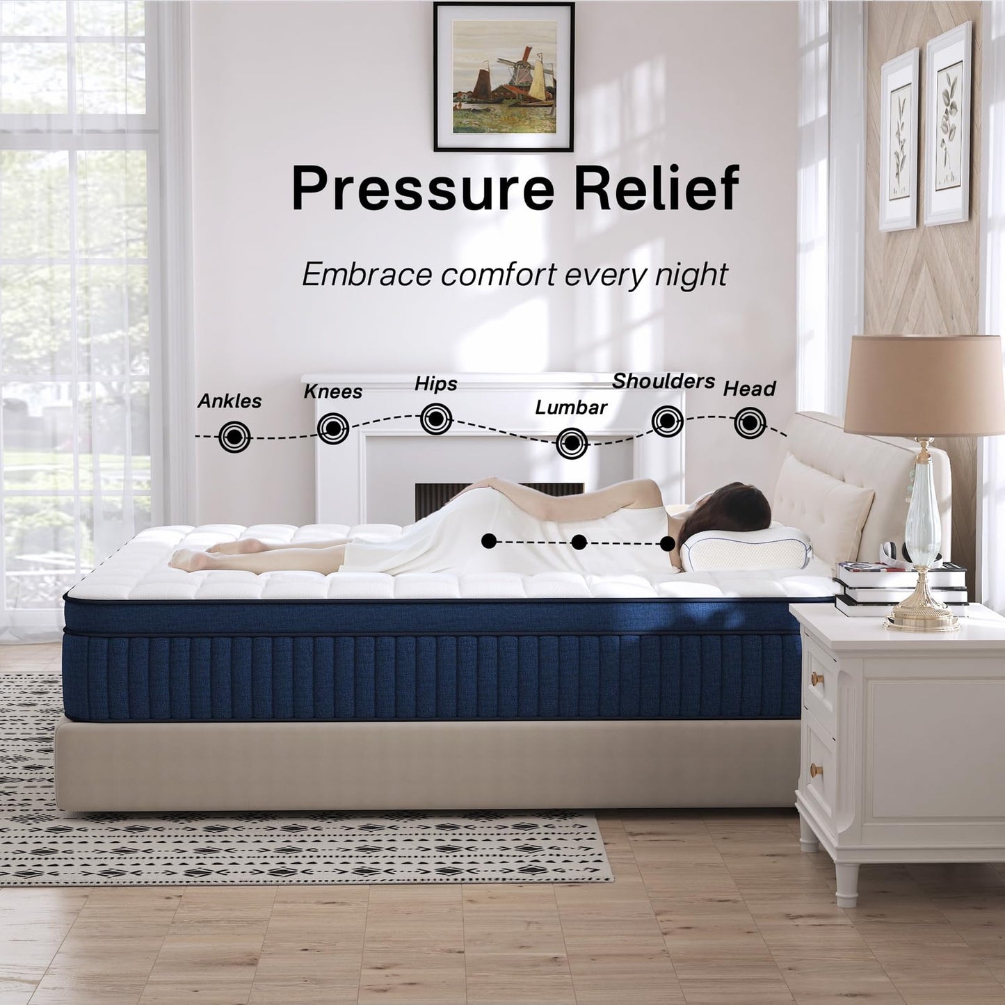 14 Inch Queen Size Hybrid Mattress in a Box, Gel Memory Foam & Pocket Spring for Comfort, Pressure Relief, Edge Support