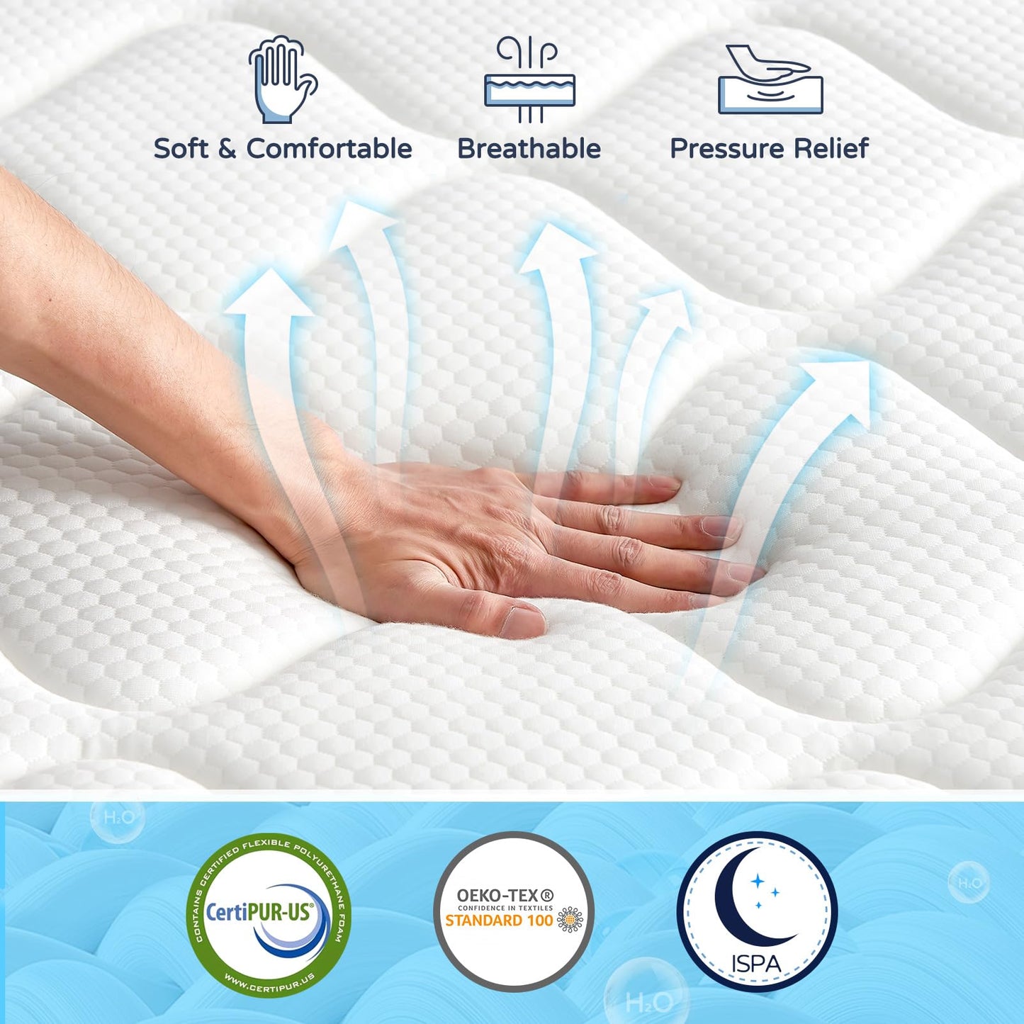 14 Inch King Size Hybrid Memory Foam Mattress in a Box, Medium Bed with Motion Isolation, Pressure Relief & Strong Edge Support