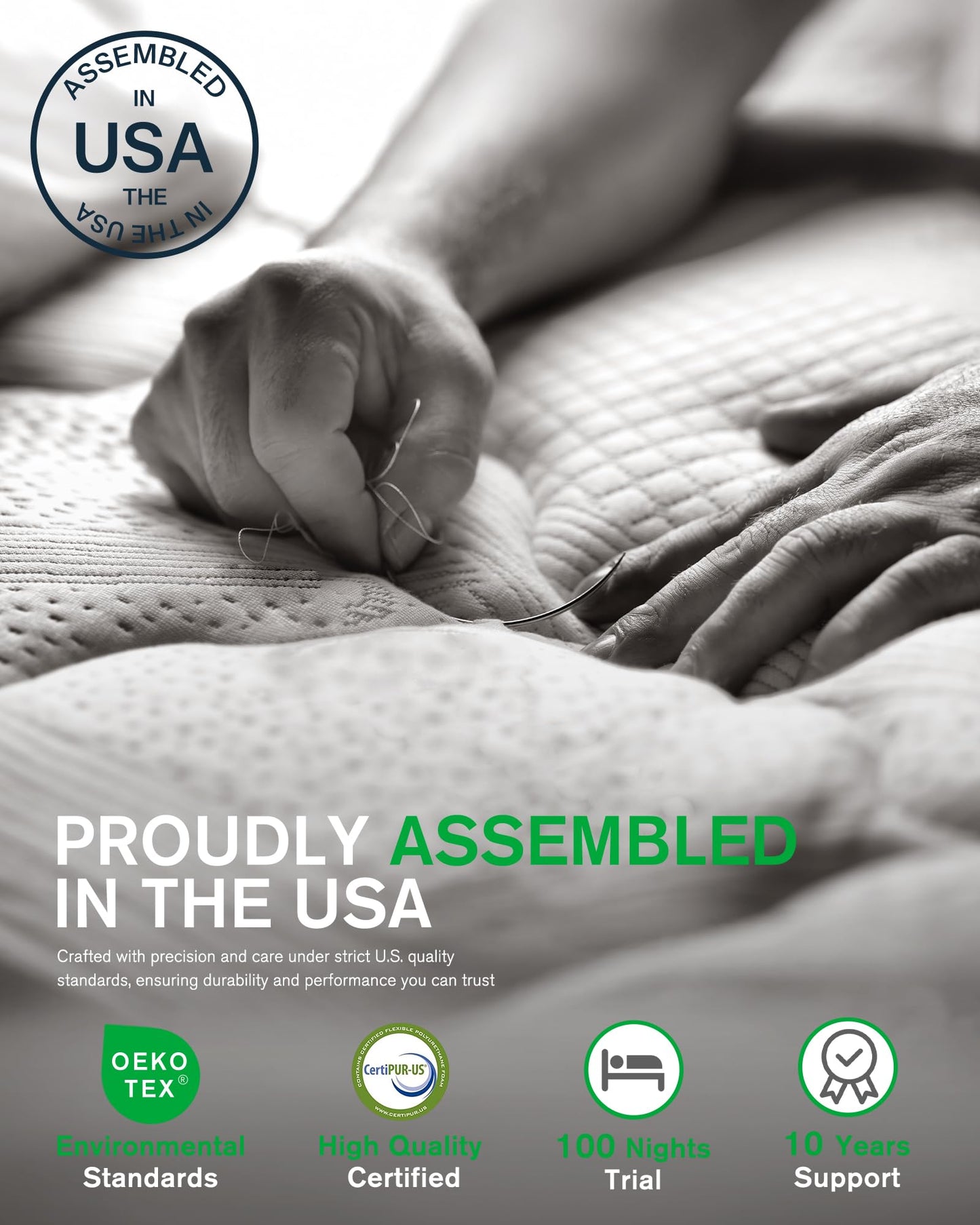 10 Inch King Size Cooling Gel Memory Foam Mattress in a Box, Pressure Relief & Motion Isolation, Breathable Fabric, Made in USA