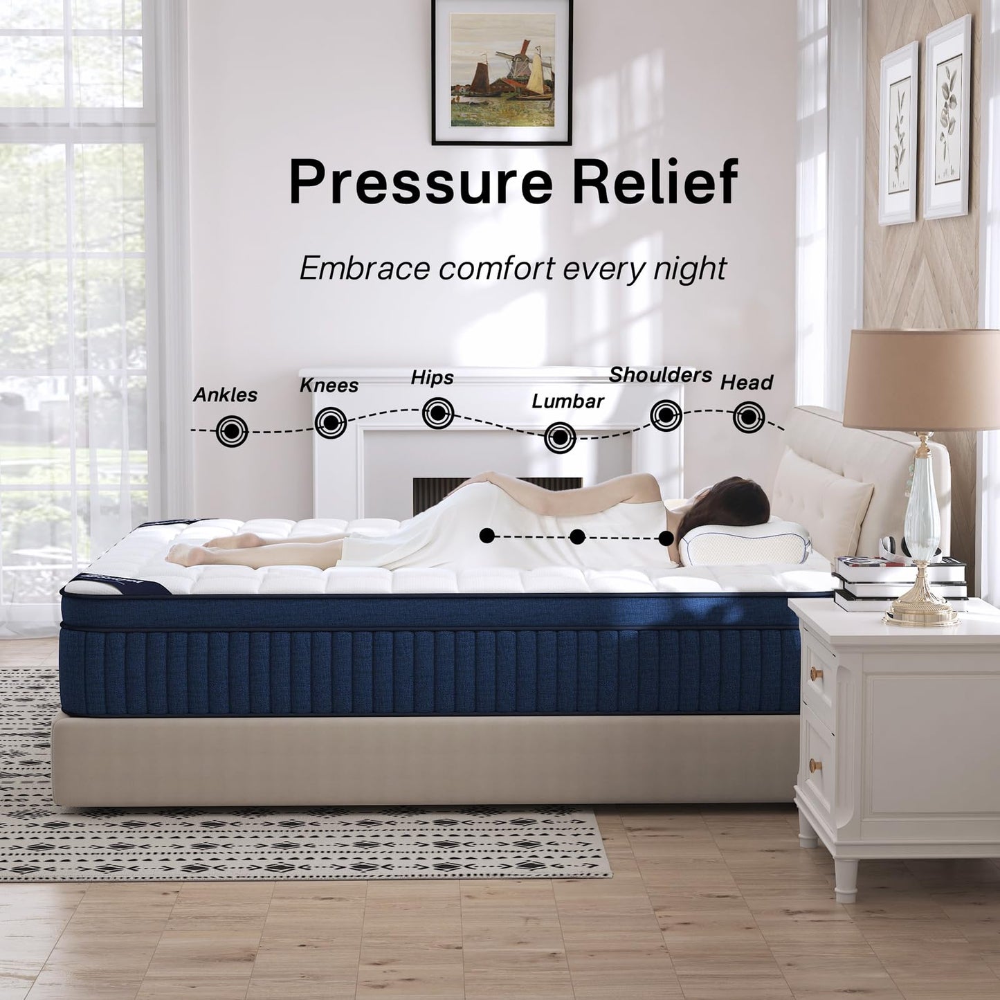 10 Inch Queen Size Memory Foam Mattress in a Box, Pressure Relief & Motion Isolation, Plush White, CertiPUR-US Certified