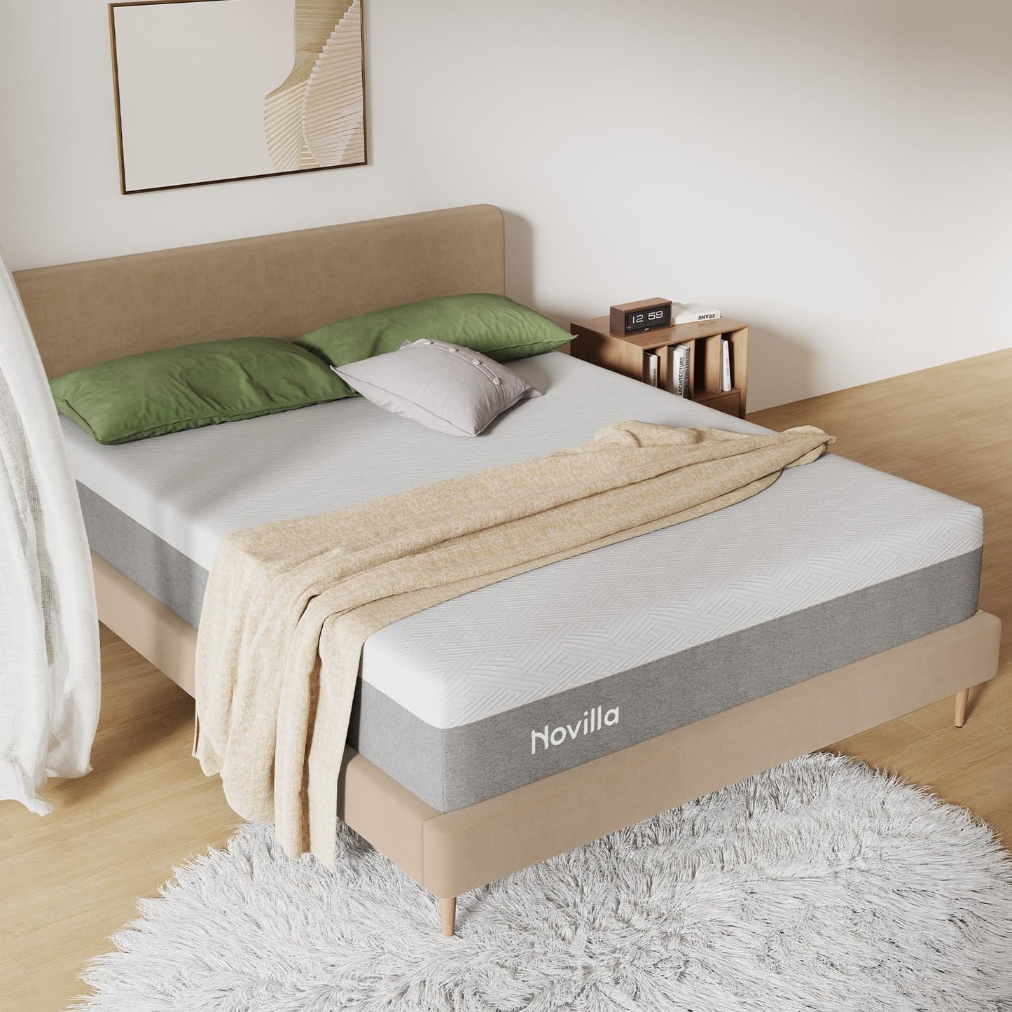 12-Inch Cooling Gel Memory Foam Mattress in a Box, Queen Size, Pocket Coils, Motion Isolation, Pressure Relief, CertiPUR-US Certified