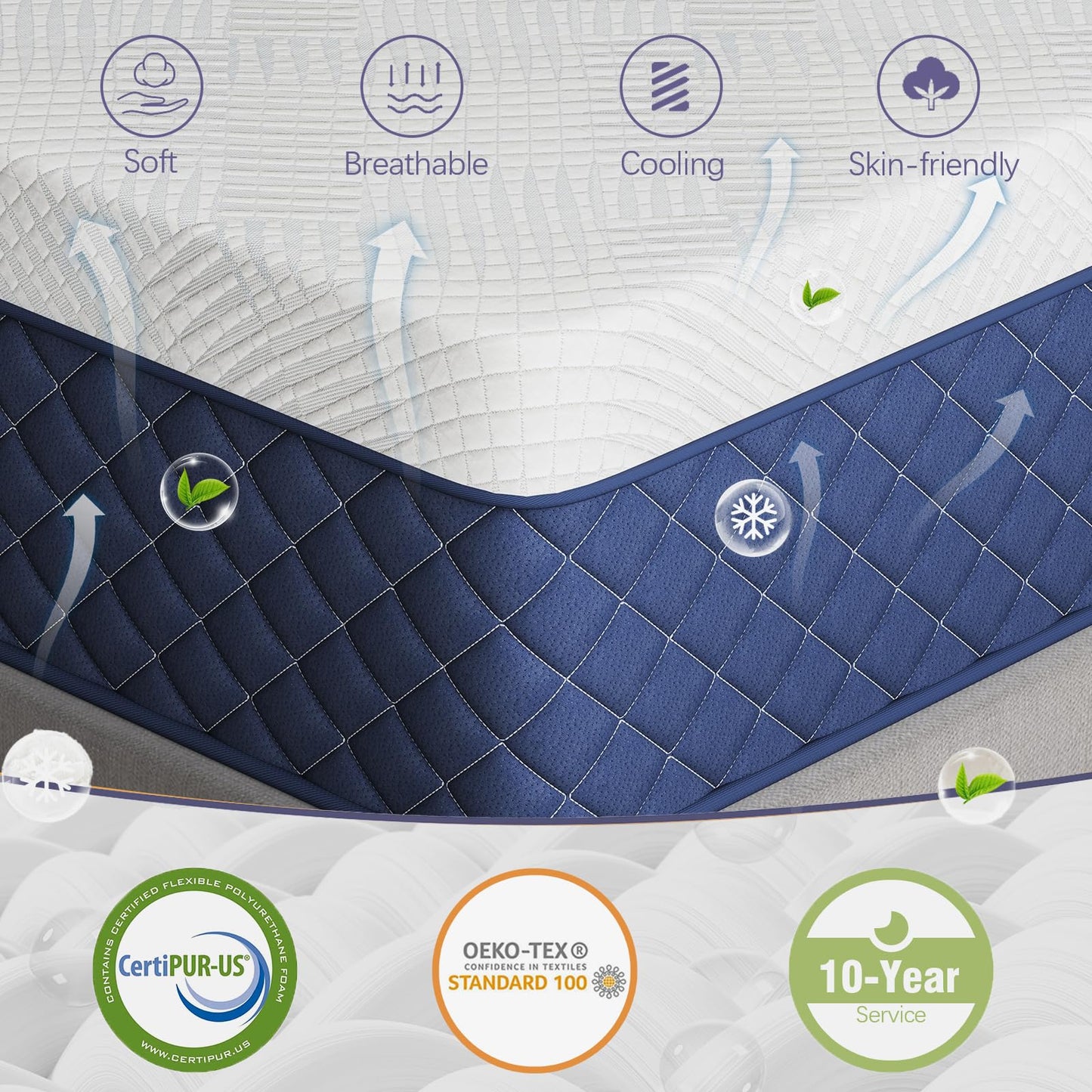 12 Inch Queen Size Hybrid Mattress in a Box, Memory Foam & Pocket Springs, Breathable Bed for Comfort, Support & Pressure Relief, CertiPUR-US, 60" × 80"