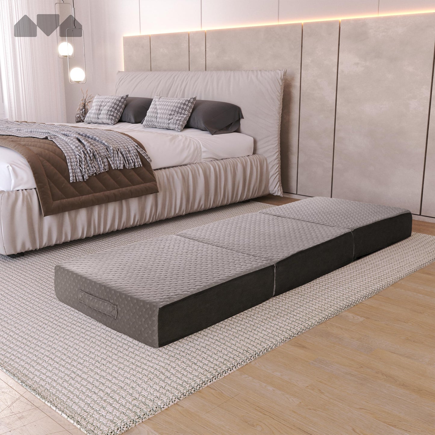 6 Inch Single Size Trifold Memory Foam Mattress, Portable & Foldable with Washable Cover, Guest Bed for Floor, RV, Travel, Camping & Sleepovers, 75" × 25"