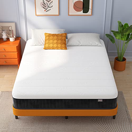 12 Inch Queen Hybrid Mattress | Memory Foam with Pocket Springs | Pressure Relief | Fiberglass Free