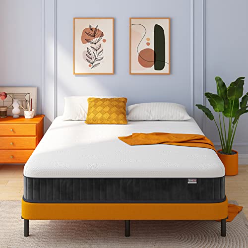12 Inch Queen Hybrid Mattress | Memory Foam with Pocket Springs | Pressure Relief | Fiberglass Free