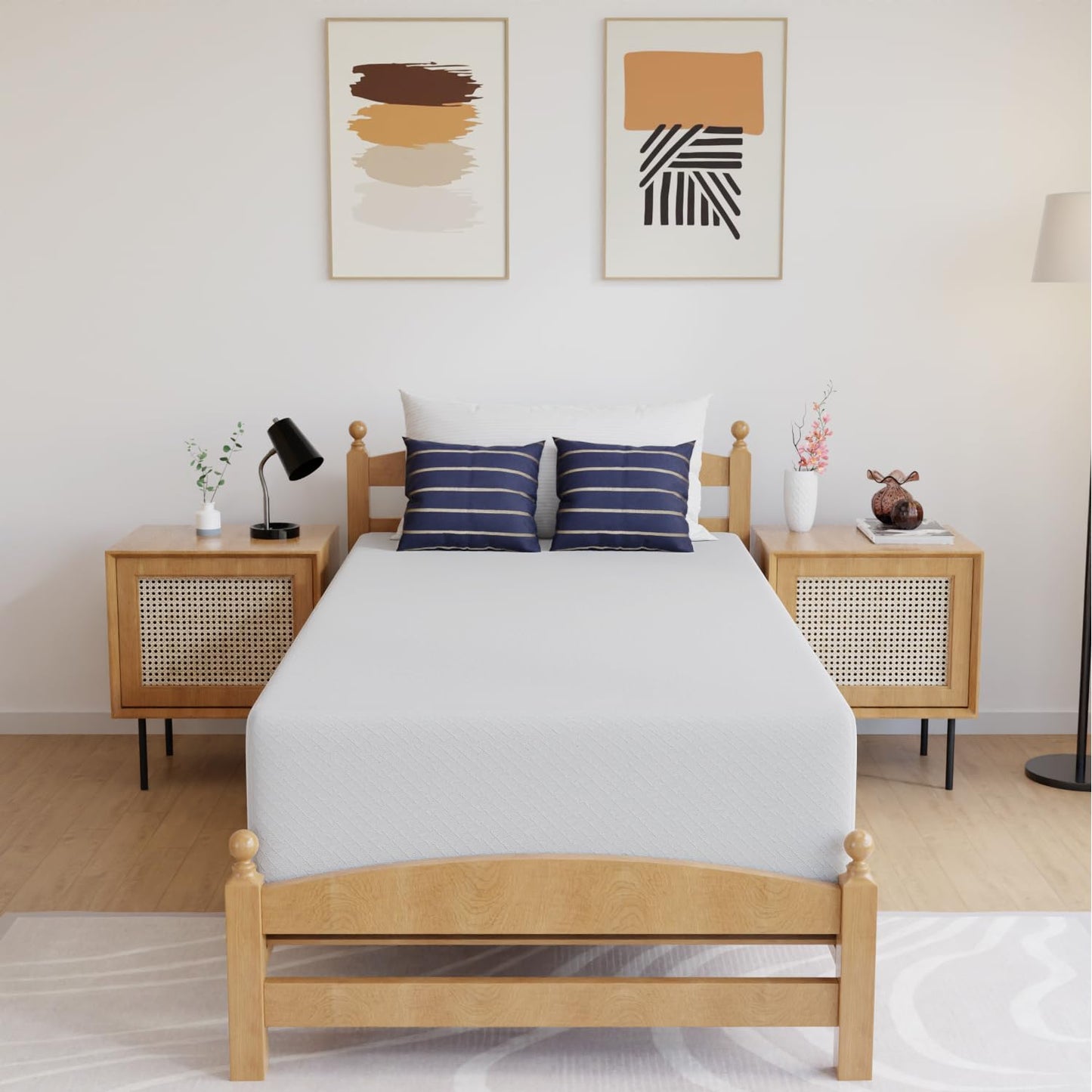 10 Inch Queen Mattress | Medium Firm Gel Memory Foam | White Bed in a Box | Cooling, Pressure Relief, Washable Cover