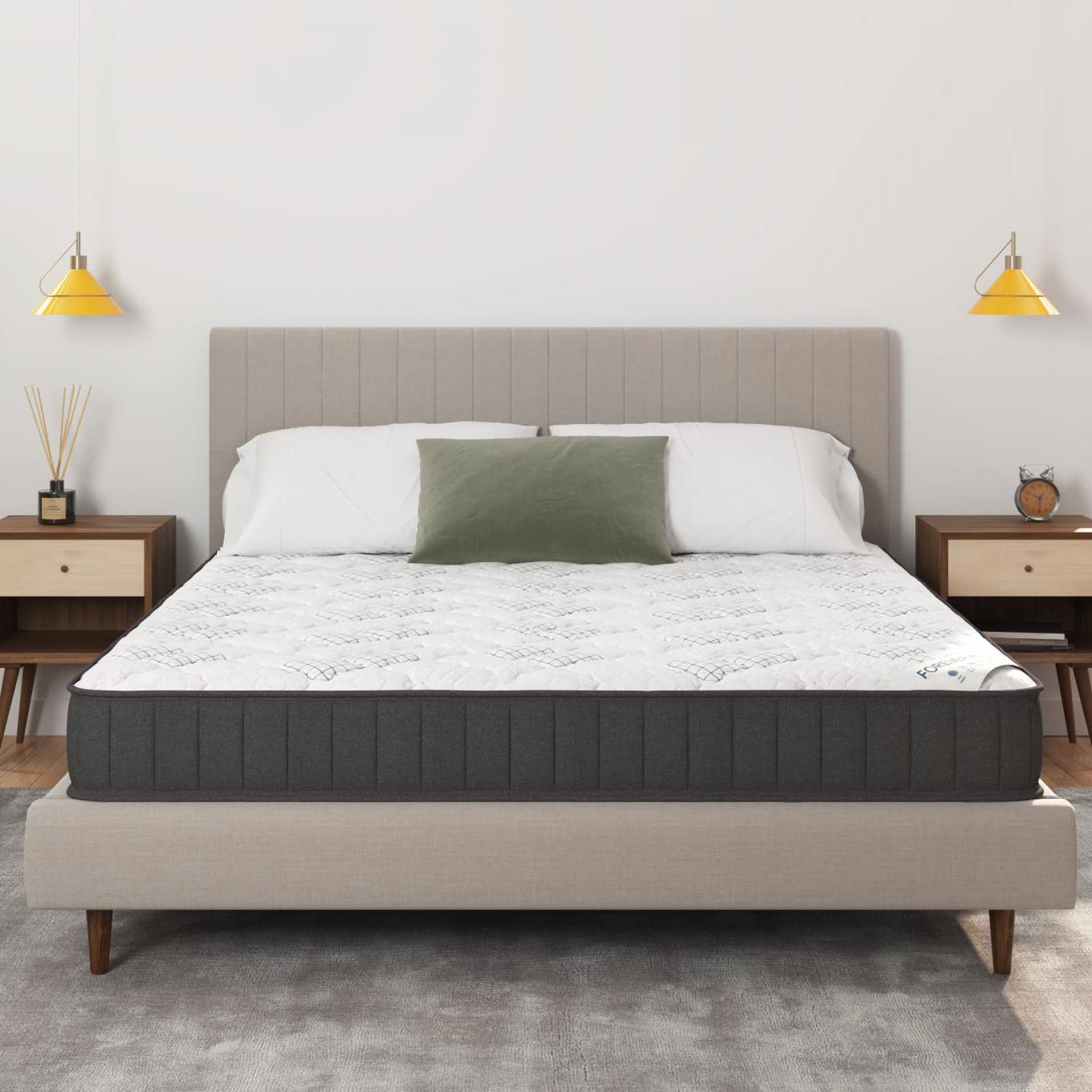 12 Inch Queen Size Hybrid Mattress in a Box, Firm Bed with Antistatic Quilted Cover, Pocketed Coils & CertiPUR-US Foam, Made in USA, Fiberglass-Free