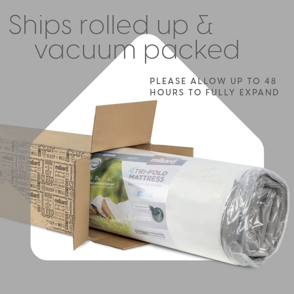 4 Inch Twin Size Trifold Foam Mattress, Medium Firm, Portable & Foldable with Washable Cover, Guest Bed for Floor, RV, Travel & Camping, 75" × 38"