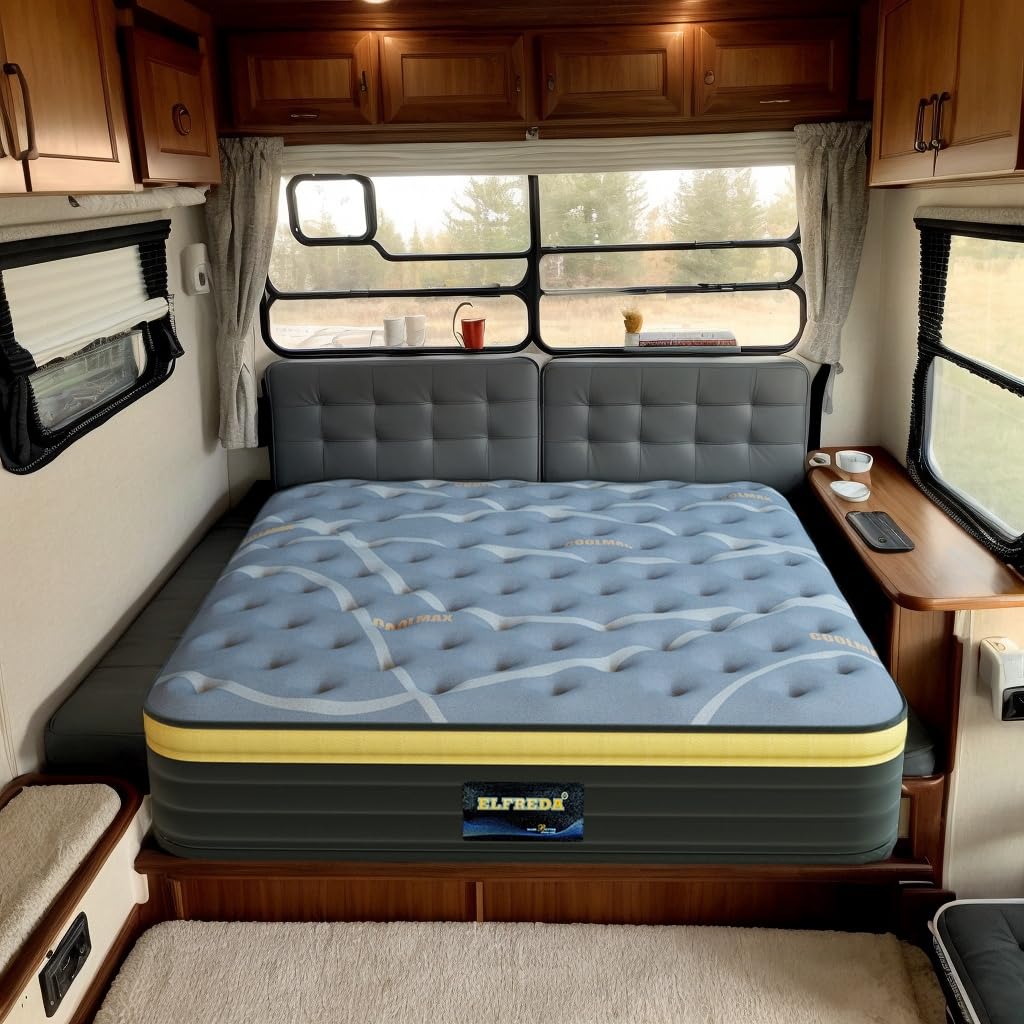 12 Inch Short Queen RV Hybrid Mattress | Medium Firm Pillow Top with Memory Foam & Pocket Springs | Supportive, Pressure Relief | 74x60