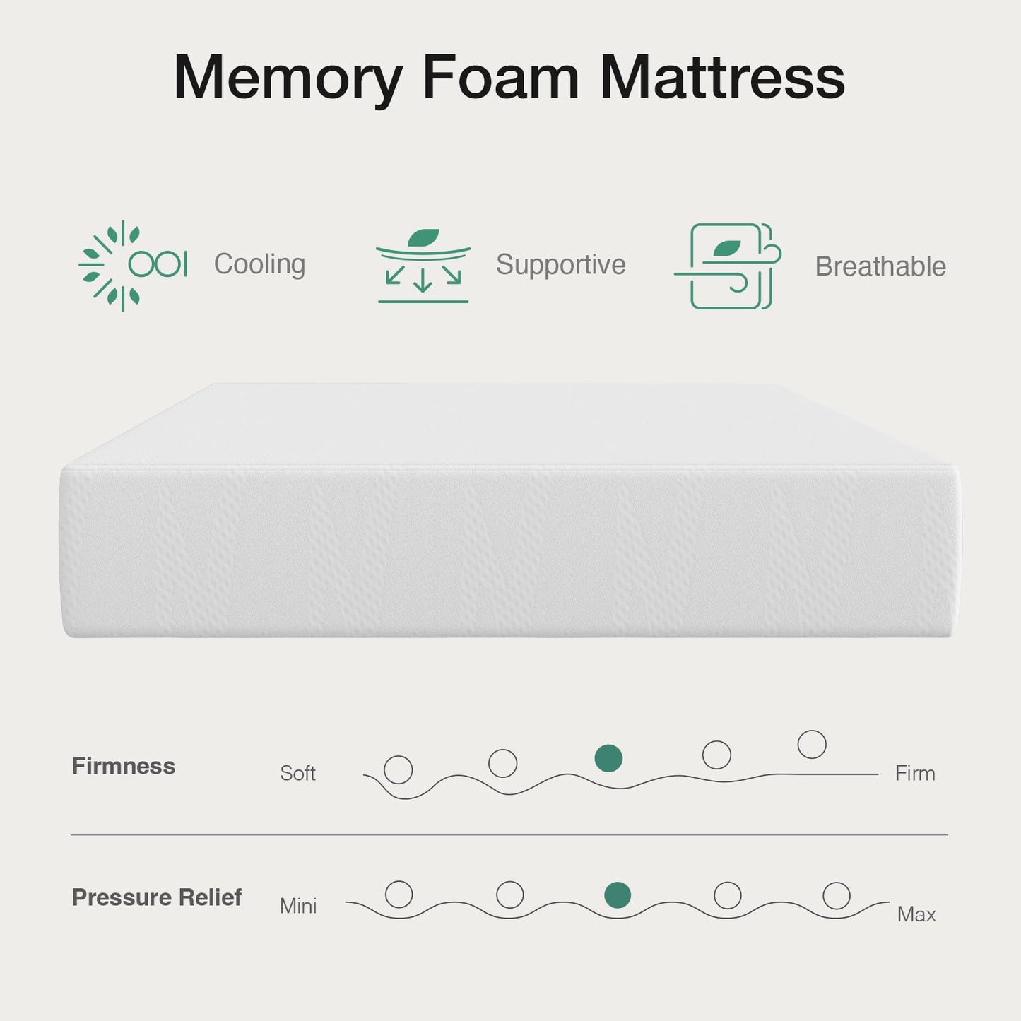 10 Inch Queen Size Gel Memory Foam Mattress in a Box, Cooling Bed for Comfortable Sleep, CertiPUR-US Certified