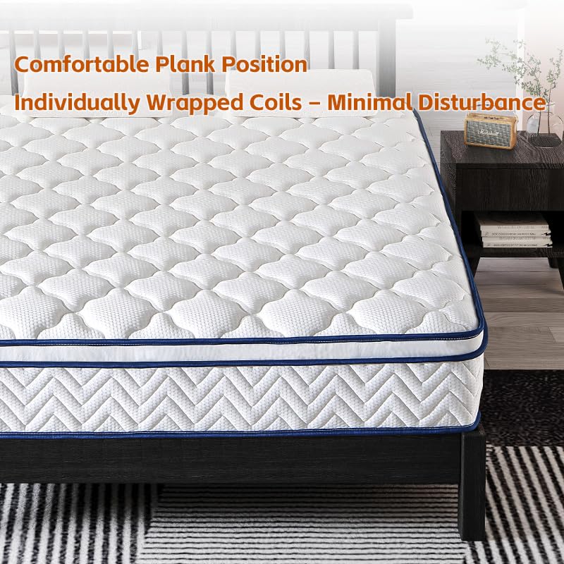 12 Inch Full Size Hybrid Mattress in a Box, Memory Foam & Individually Wrapped Pocket Coils, Medium Firm Bed for Pressure Relief, CertiPUR-US Certified, Fiberglass-Free, 54" × 75"