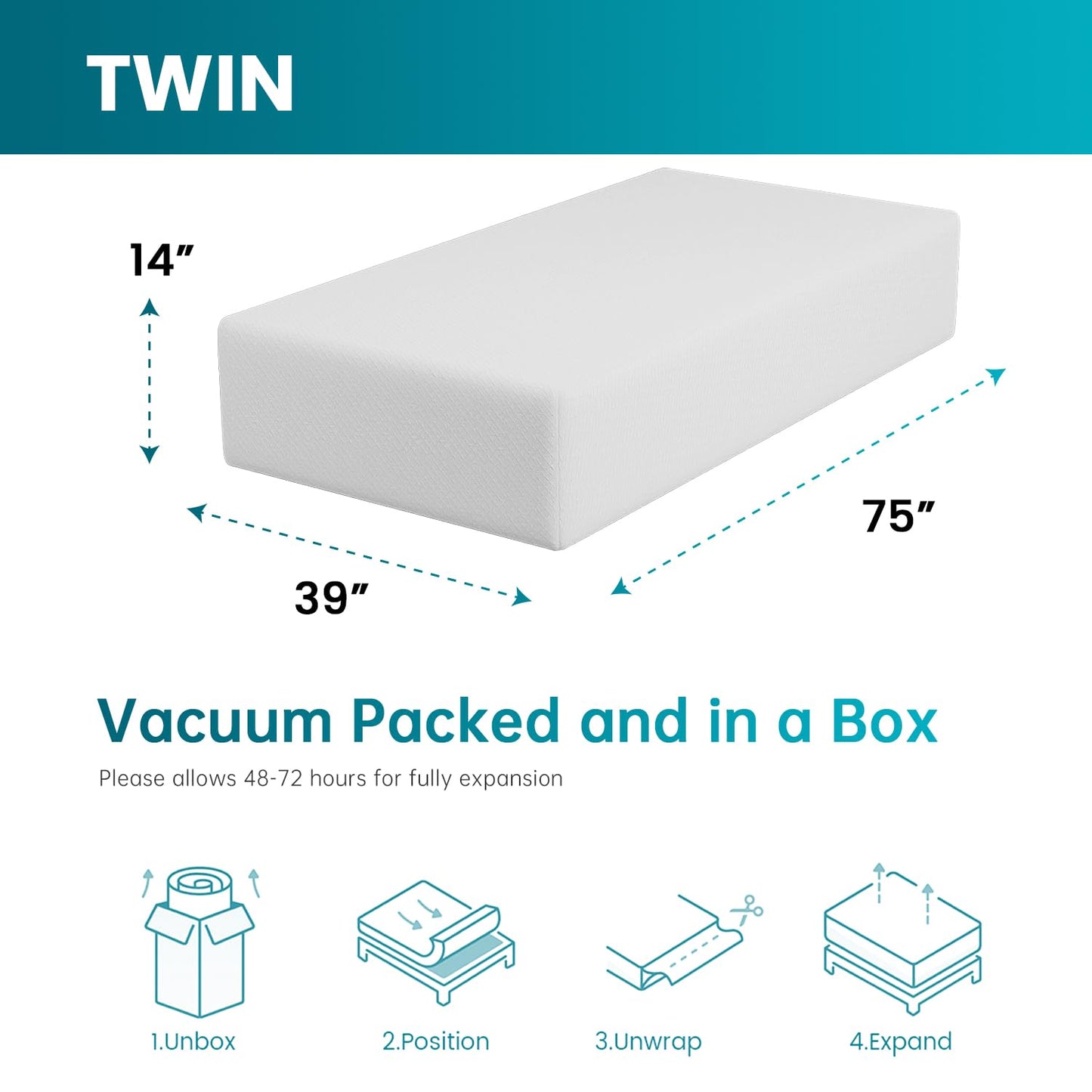 10 Inch Queen Mattress | Medium Firm Gel Memory Foam | White Bed in a Box | Cooling, Pressure Relief, Washable Cover
