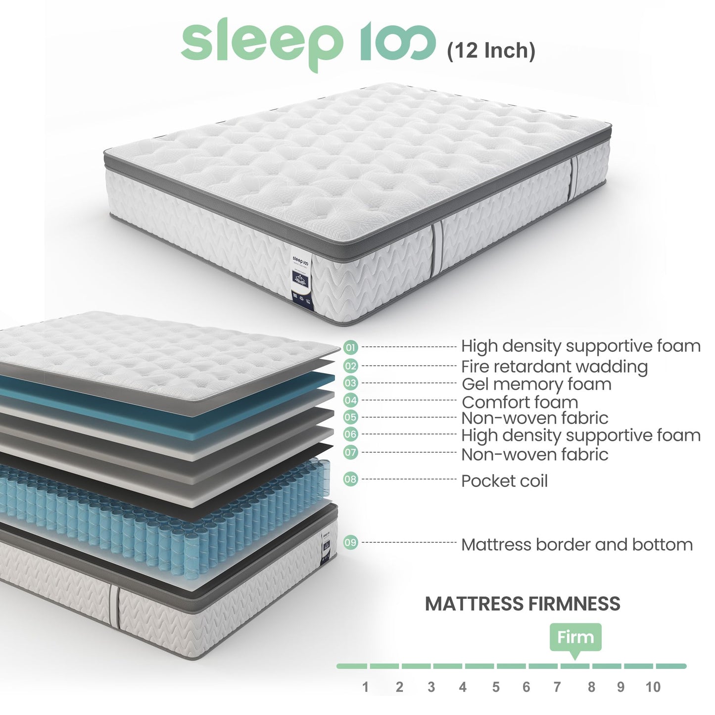 12 Inch Twin XL Memory Foam Mattress | Medium Firm Gel Infused | CoolBreeze Air Technology | USA Made