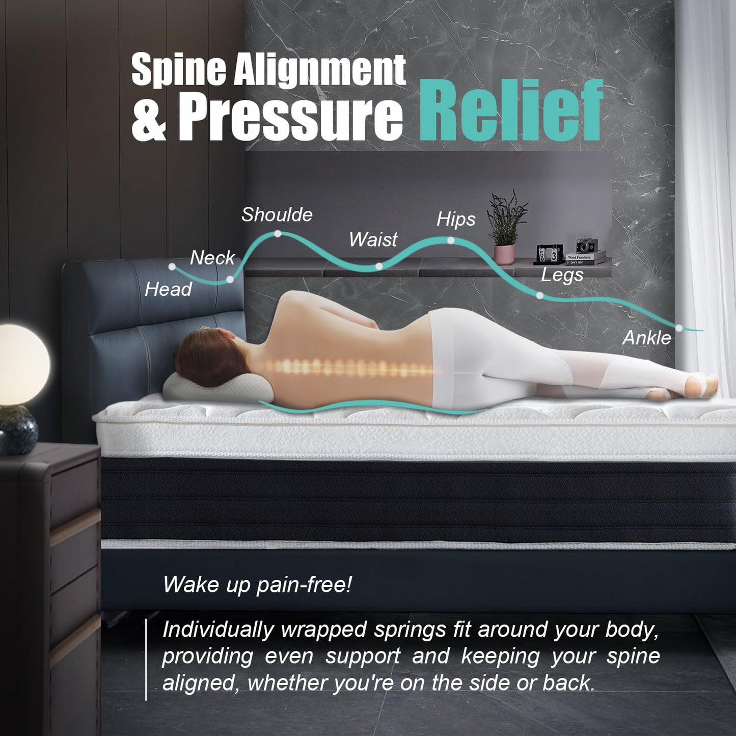 12 Inch Queen Size Mattress, Soft & Comfortable Bed with Breathable Material, Four-Sided Reinforcement, Quiet & Easy to Clean, Vacuum Packed