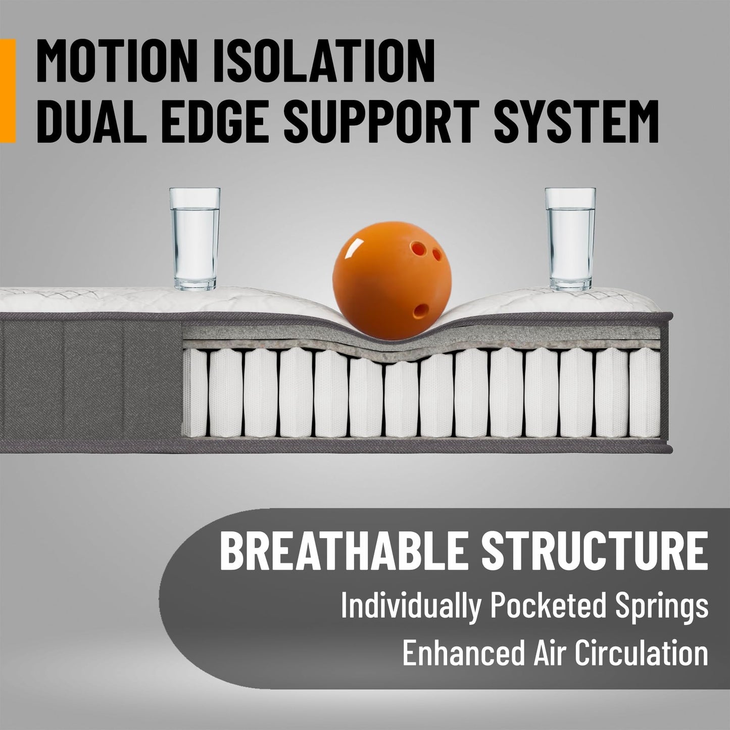 9 Inch Queen Size Hybrid Mattress in a Box, Medium Firm Bed with Pocketed Coils & CertiPUR-US Foam, Made in USA, Fiberglass-Free