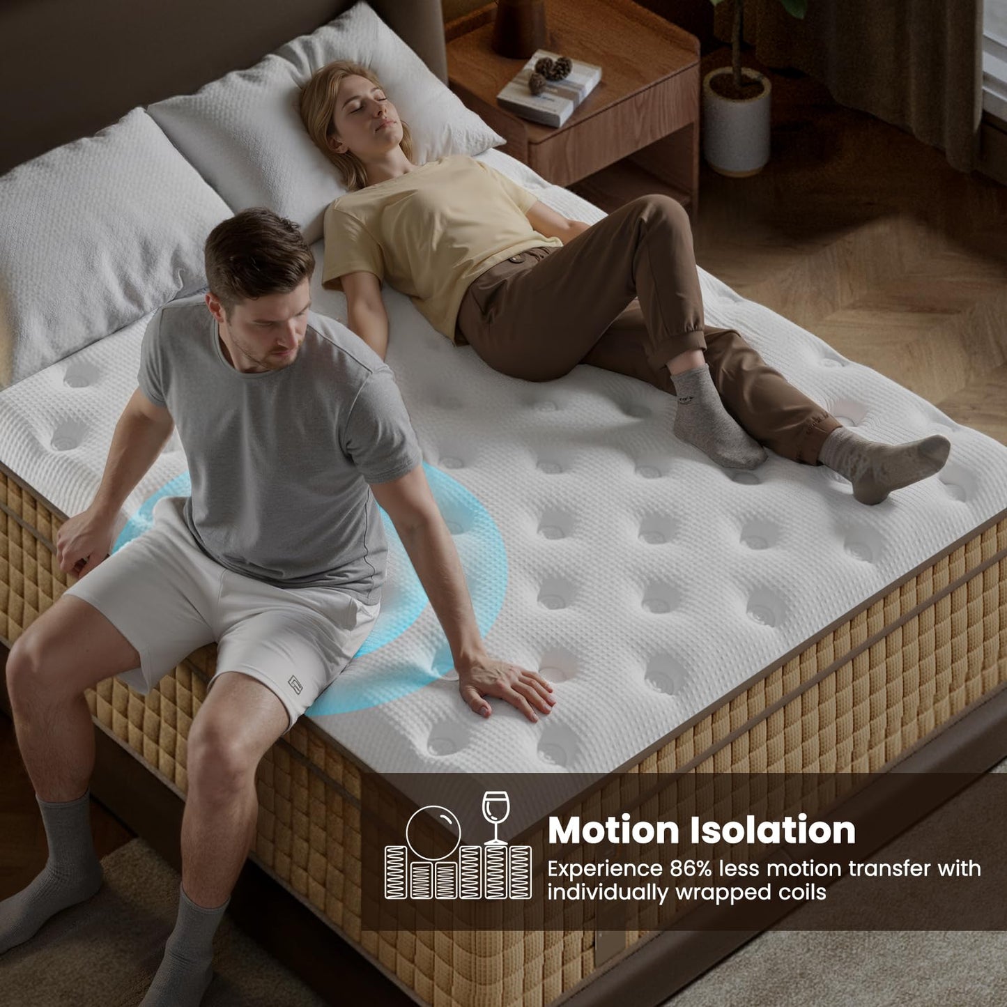 14 Inch Queen Hybrid Mattress | Medium Firm with Extra Lumbar & Shoulder Support | Pain Relief, Fiberglass Free | 365-Night Trial