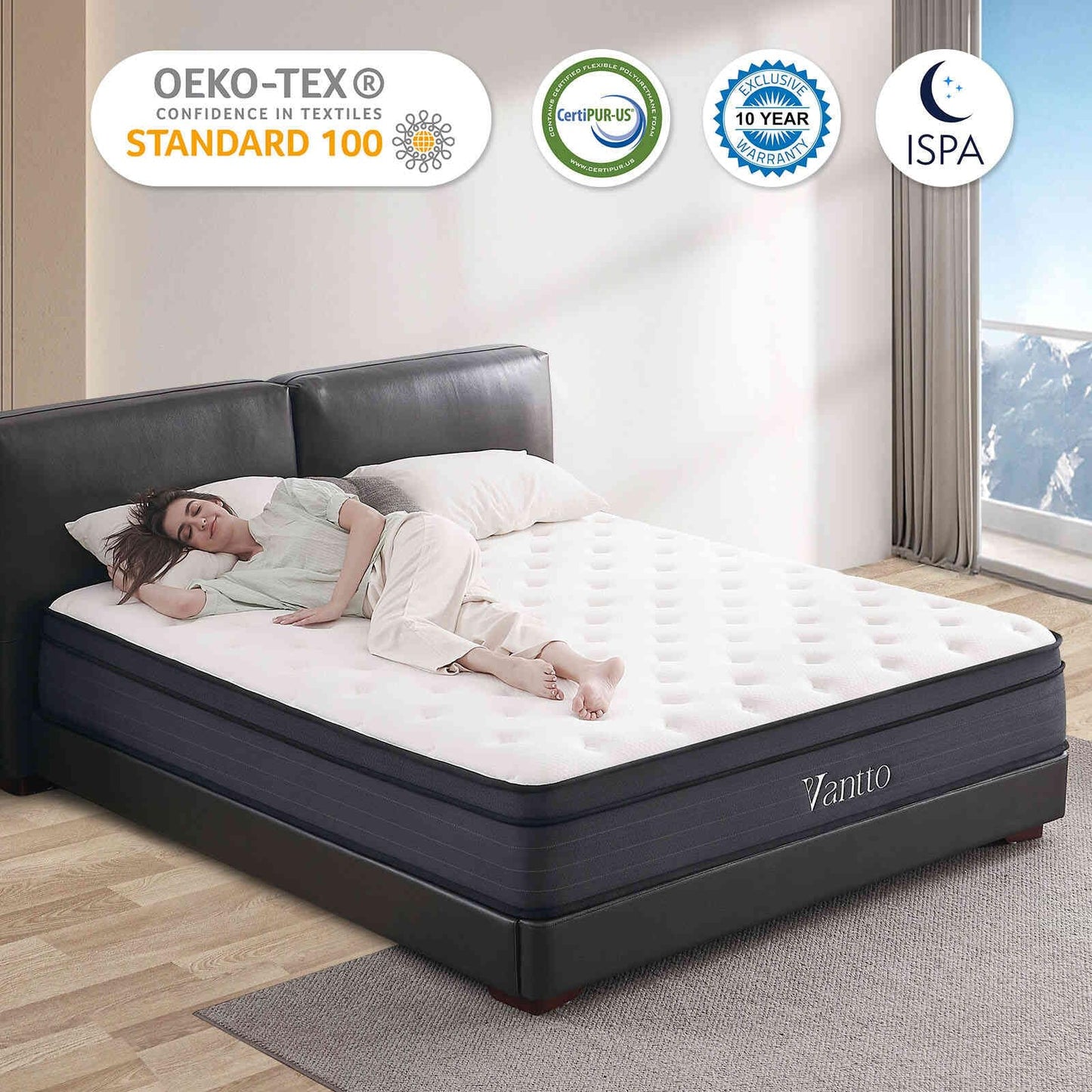 *King Size Mattress, 14 Inch Hybrid Mattress with Gel Memory Foam & Individually Pocketed Innerspring, Euro Top Medium Firm Bed with Motion Isolation, Edge Support, 100-Night