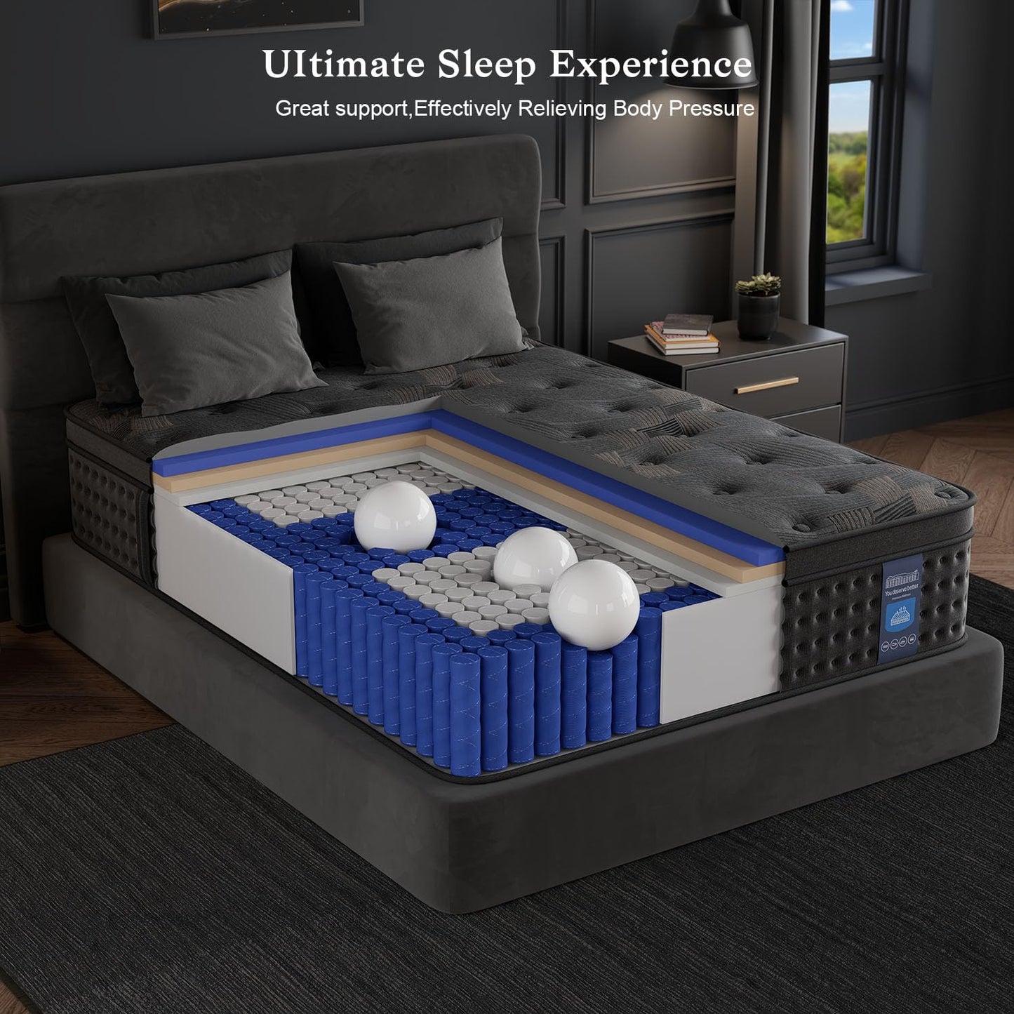 12 Inch Queen Hybrid Mattress | Memory Foam with Pocket Springs | Motion Isolation, Pressure Relief | CertiPUR-US Certified