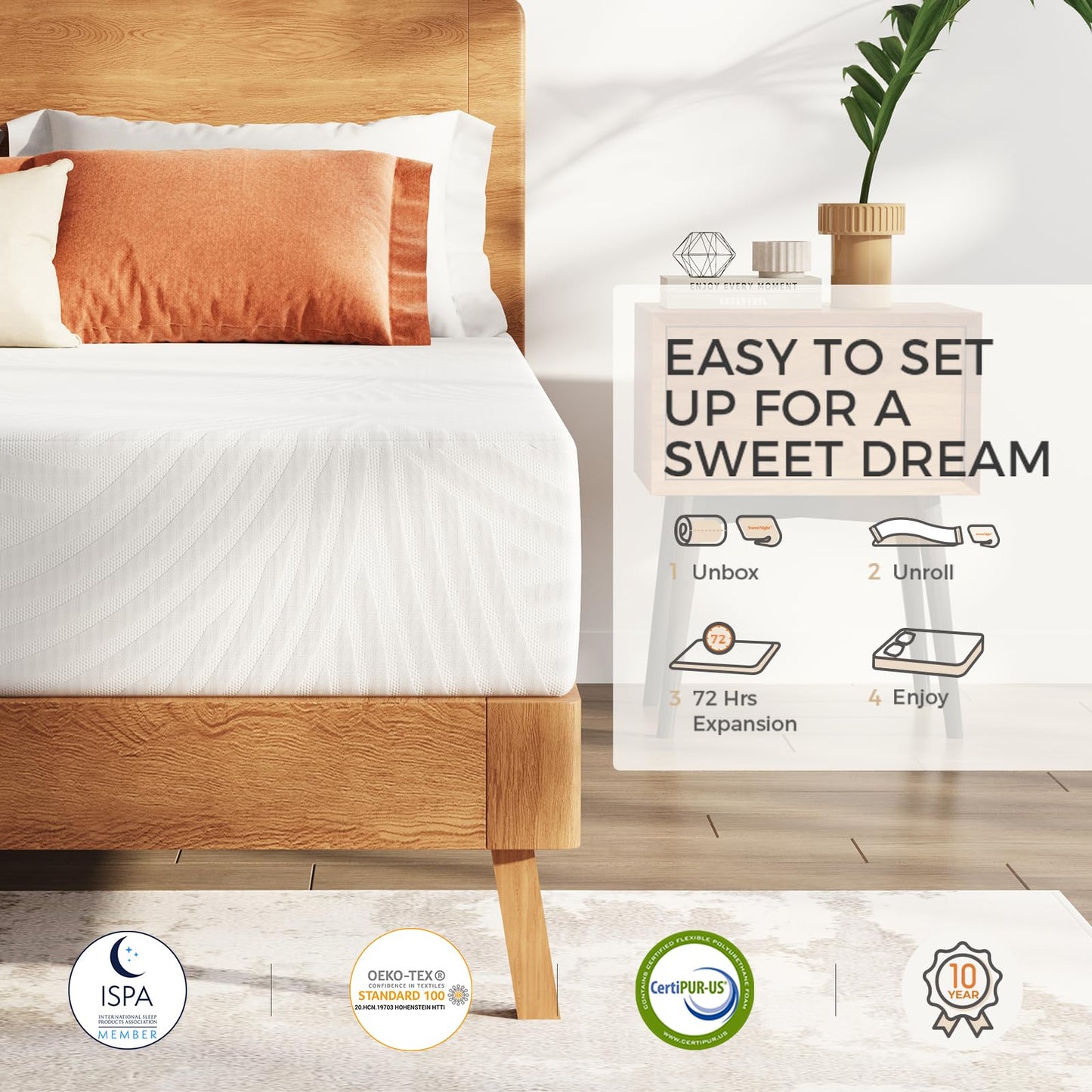 King Size Mattress, 12 Inch Memory Foam Bed in a Box, Plush Feel, Pressure Relief & Motion Isolation, CertiPUR-US Certified