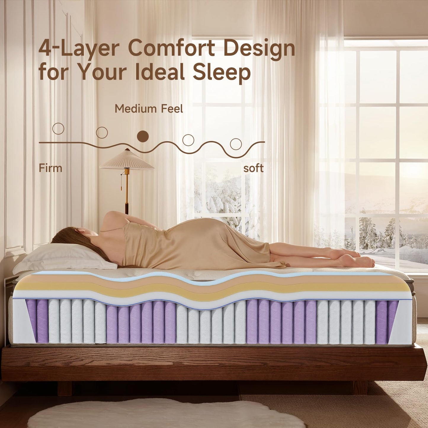 12-Inch Cool Gel Memory Foam Mattress, Twin XL Size, Medium Firm, Cooling, Pressure Relief, CertiPUR-US Certified, Fiberglass Free