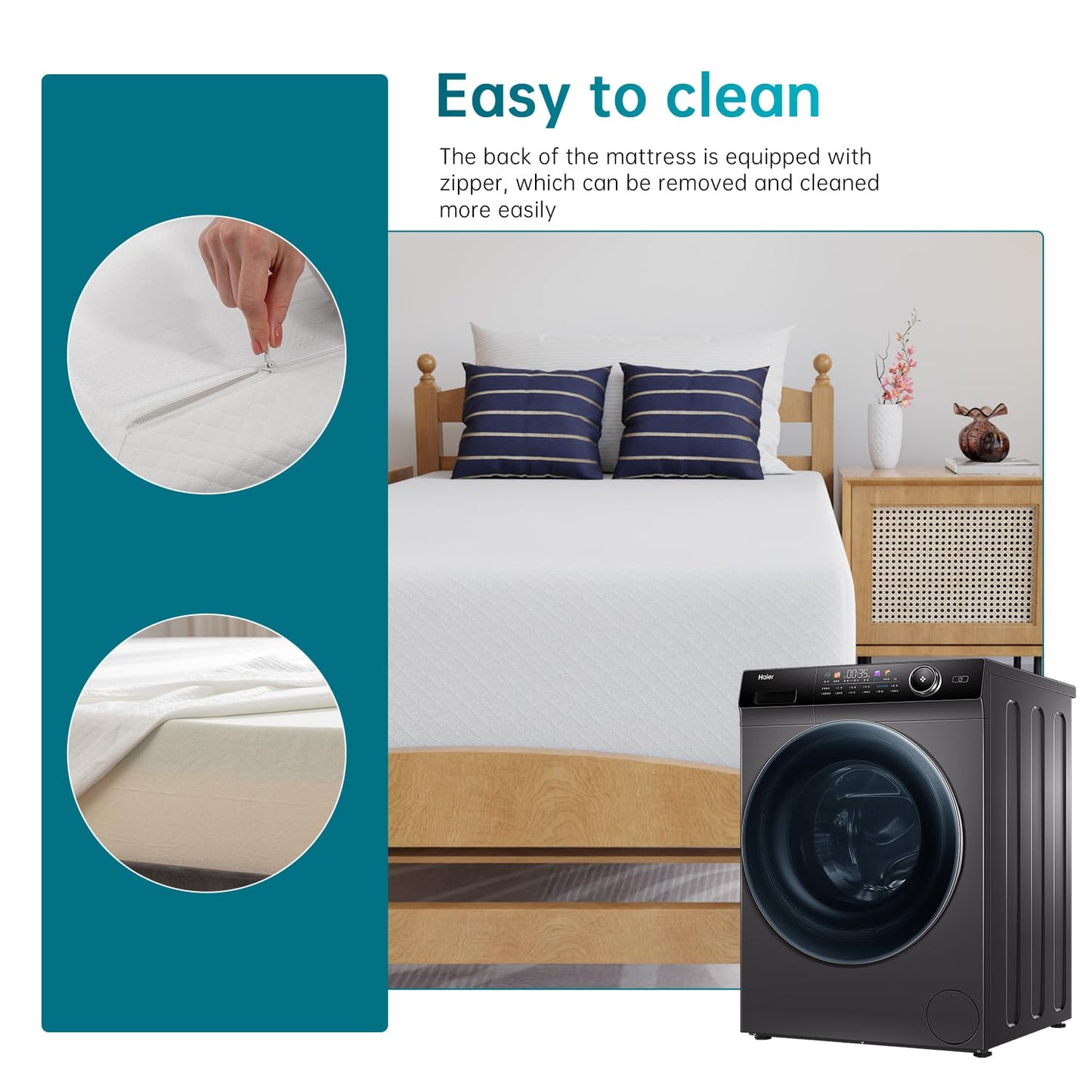 10 Inch Queen Mattress | Medium Firm Gel Memory Foam | White Bed in a Box | Cooling, Pressure Relief, Washable Cover