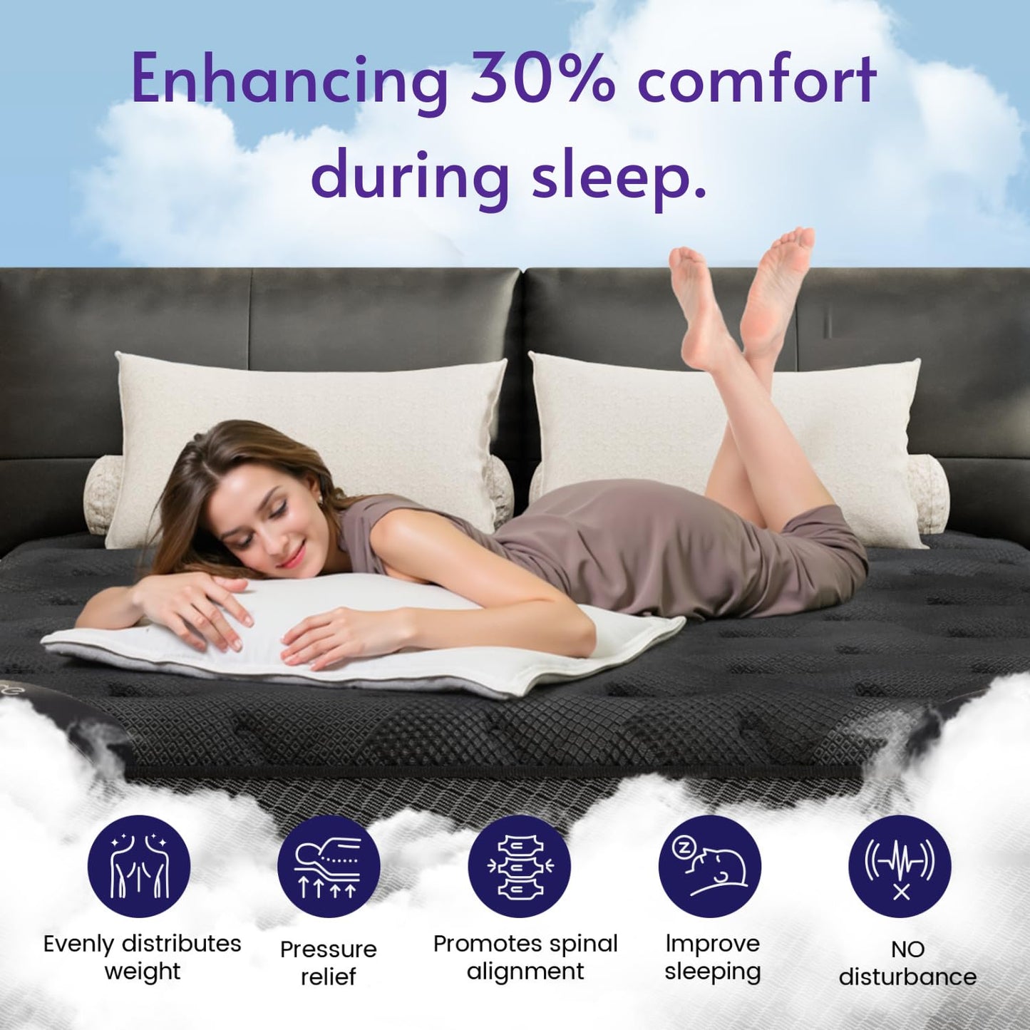 16 Inch Queen Hybrid Mattress | Medium Firm Gel Memory Foam with Pocket Springs | Pressure Relief, Cooling, Extra Edge Support