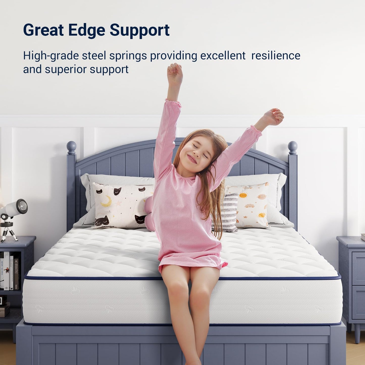 10 Inch Full Size Hybrid Mattress in a Box, Comfort Foam & Pocket Coils for Pressure Relief & Motion Isolation