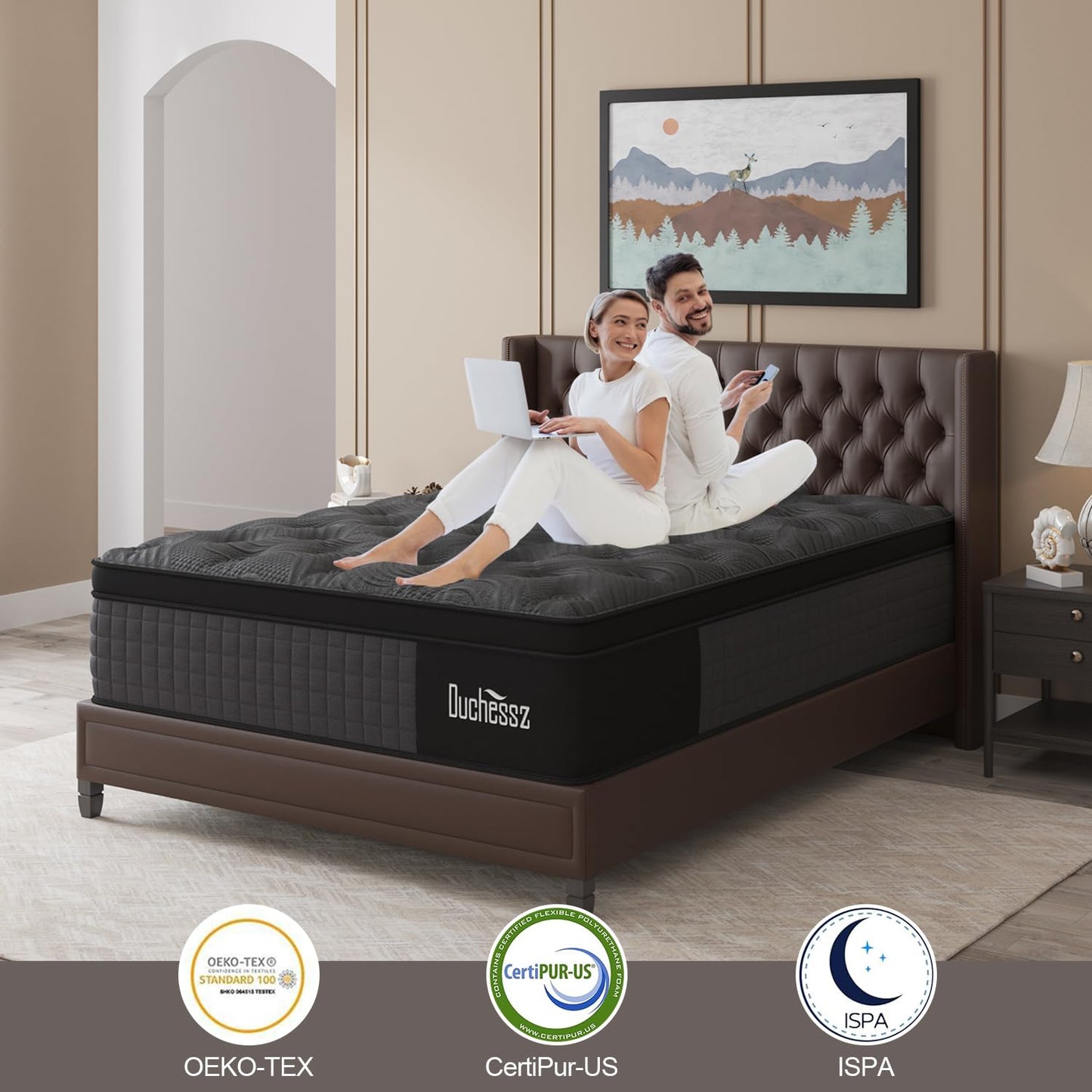 BedStory King Mattress, 12 Inch Firm Hybrid Mattress with Cooling Gel Memory Foam & Pocket Springs, Zoned Lumbar Support & Pain Relief for Side Sleepers