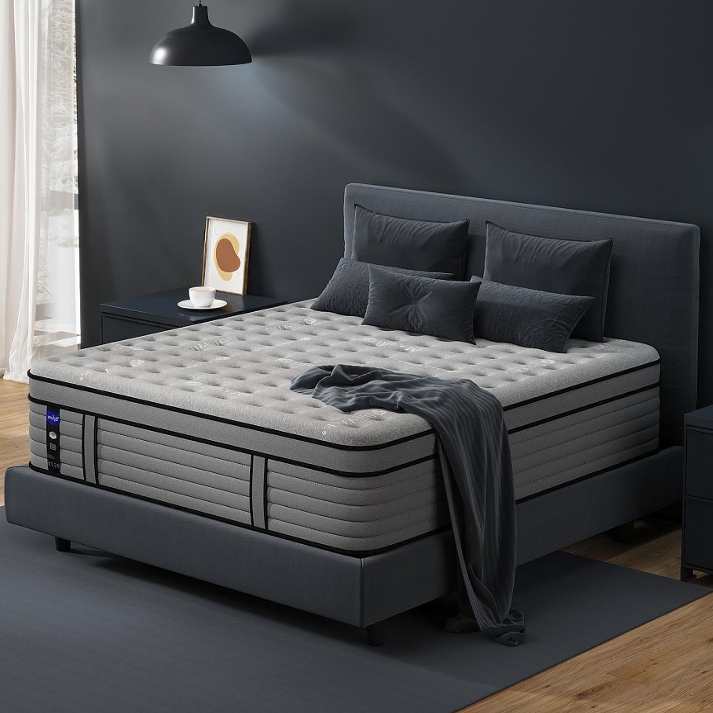 10 Inch Twin Size Charcoal Gel Memory Foam Mattress in a Box, Medium Bed for Kids, Cooling, CertiPUR-US Certified, Fiberglass-Free, 75" × 38"