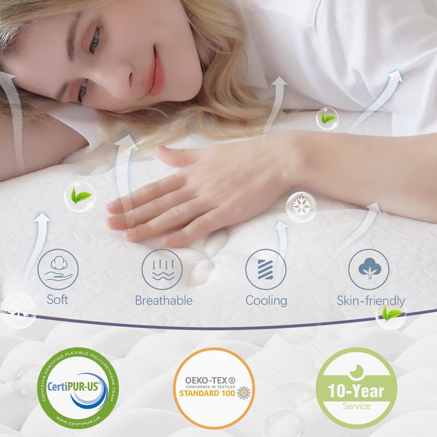 12 Inch Queen Size Hybrid Gel Memory Foam Mattress in a Box, Medium Firm Bed with 10-Layer Luxury, Pressure Relief & Support, CertiPUR-US, 365-Night Trial