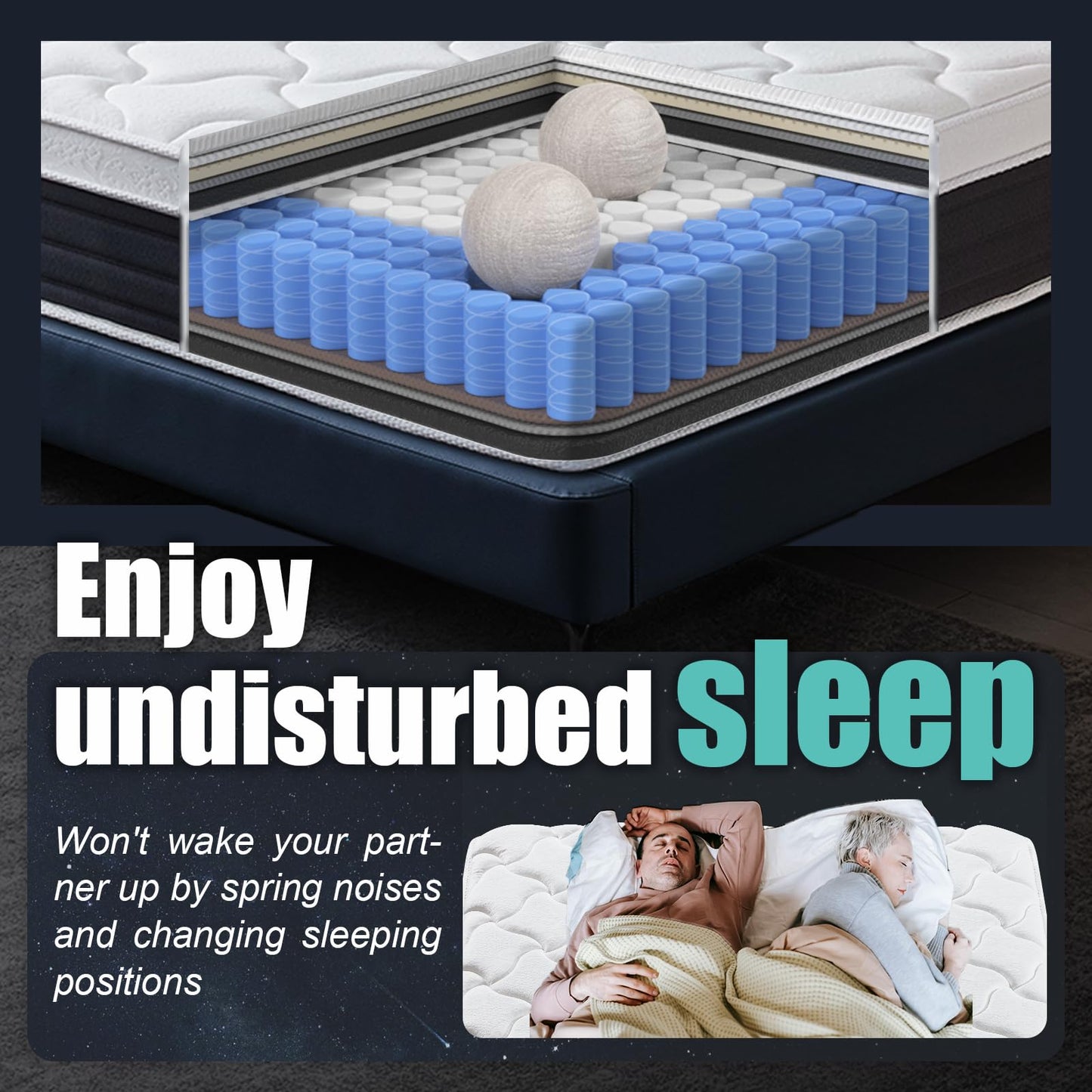 12 Inch Queen Size Mattress, Soft & Comfortable Bed with Breathable Material, Four-Sided Reinforcement, Quiet & Easy to Clean, Vacuum Packed