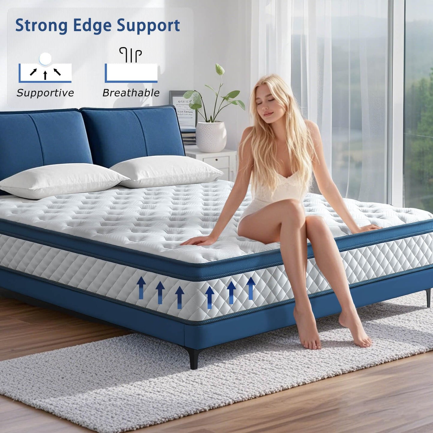 Full Size Mattress, 10 Inch Medium Firm Hybrid Bed in a Box, Memory Foam with Pocket Springs, Pressure Relief & Edge Support