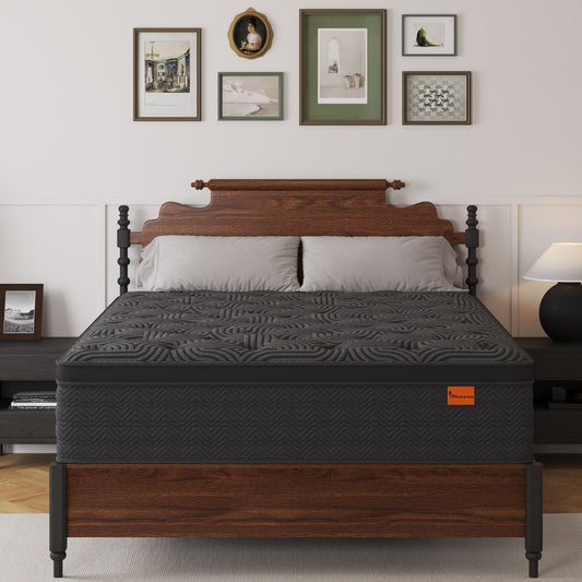 12 Inch Twin Hybrid Mattress | Medium Firm Memory Foam with Pocket Springs | Motion Isolation, Fiberglass Free | Dark Grey, 100 Night Trial