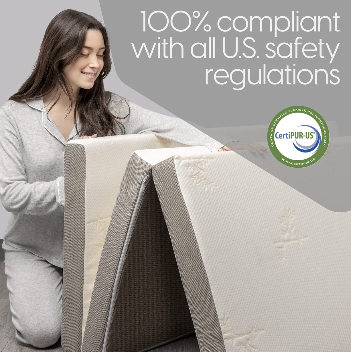 6 Inch Full Size Trifold Memory Foam Mattress, Portable & Foldable with Washable Cover, Guest Bed for Floor, RV, Travel, Camping & Sleepovers, 75" × 52"