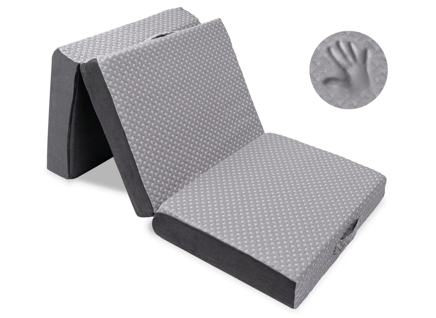 6 Inch Cot Size Trifold Memory Foam Mattress, Portable & Foldable with Washable Cover, Guest Bed for Floor, RV, Travel, Camping & Sleepovers, 75" × 31"