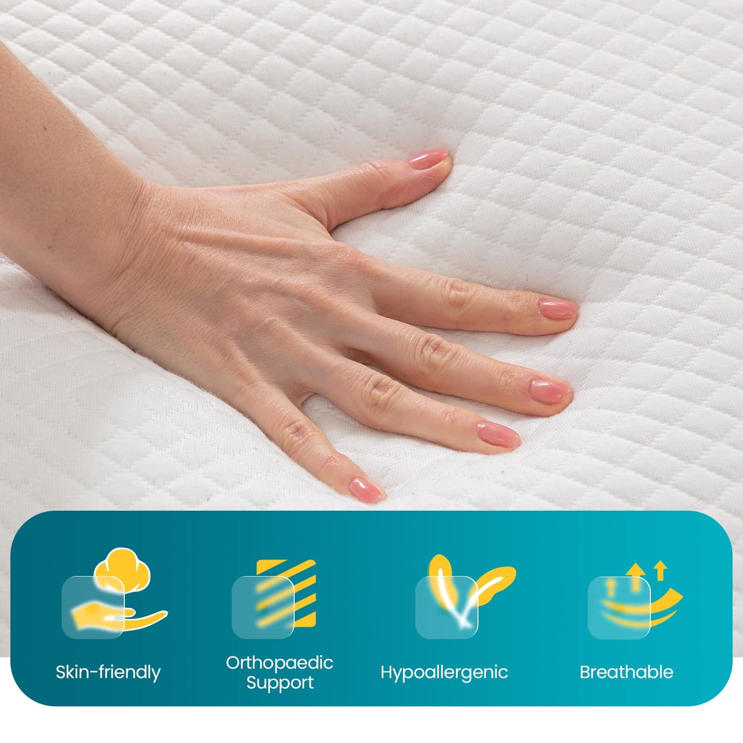 10 Inch Queen Mattress | Medium Firm Gel Memory Foam | White Bed in a Box | Cooling, Pressure Relief, Washable Cover