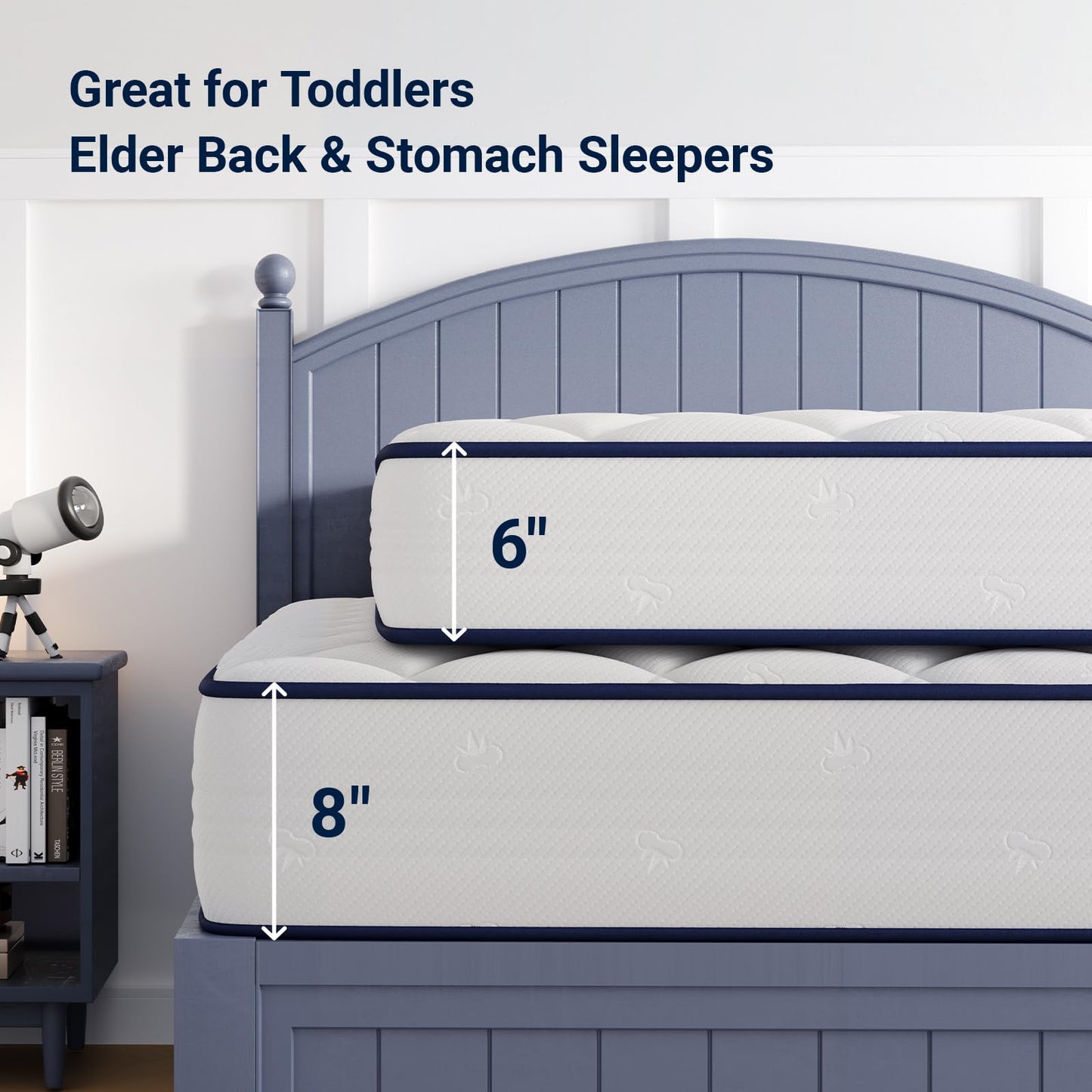 10 Inch Full Size Hybrid Mattress in a Box, Comfort Foam & Pocket Coils for Pressure Relief & Motion Isolation