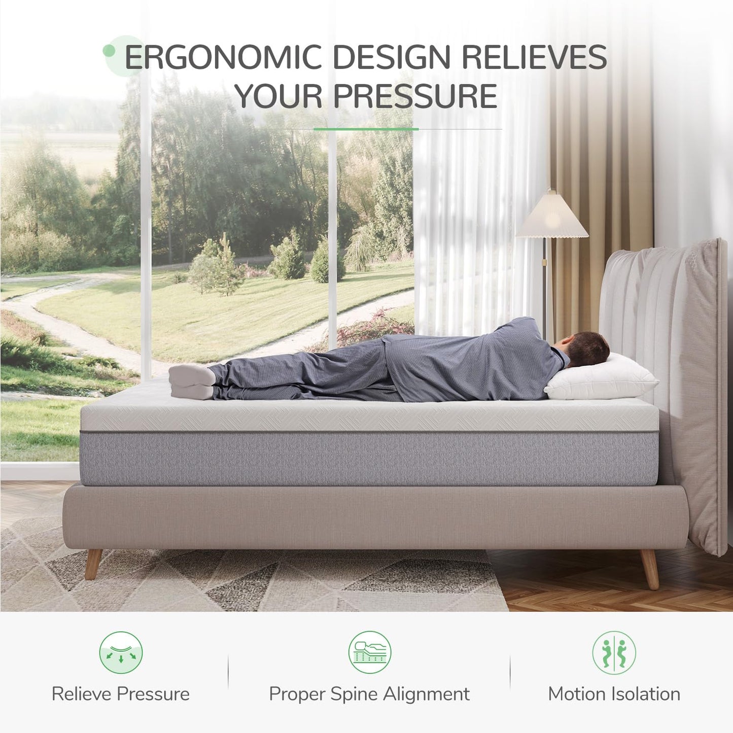 10 Inch Queen Memory Foam Mattress | Gel Foam for Comfort, Pain Relief & Body Support | CertiPUR-US Certified