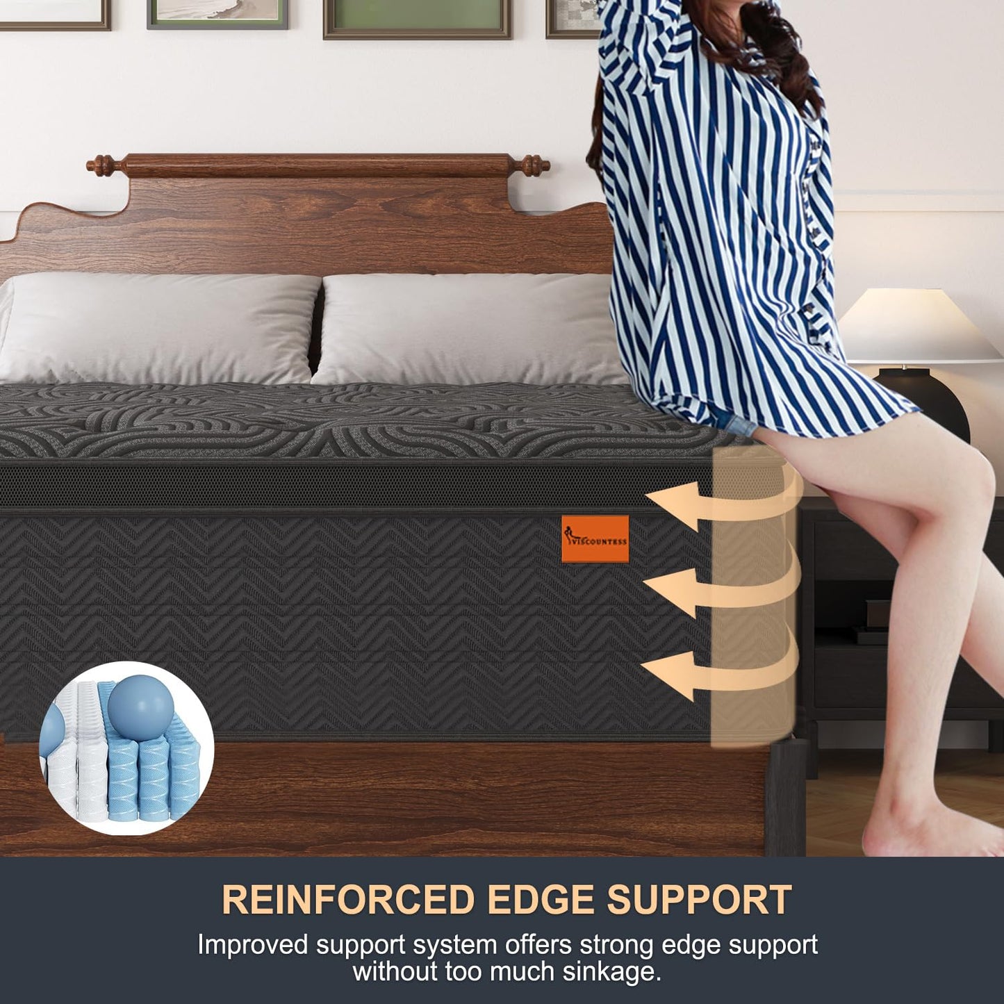 12 Inch Twin Hybrid Mattress | Medium Firm Memory Foam with Pocket Springs | Motion Isolation, Fiberglass Free | Dark Grey, 100 Night Trial