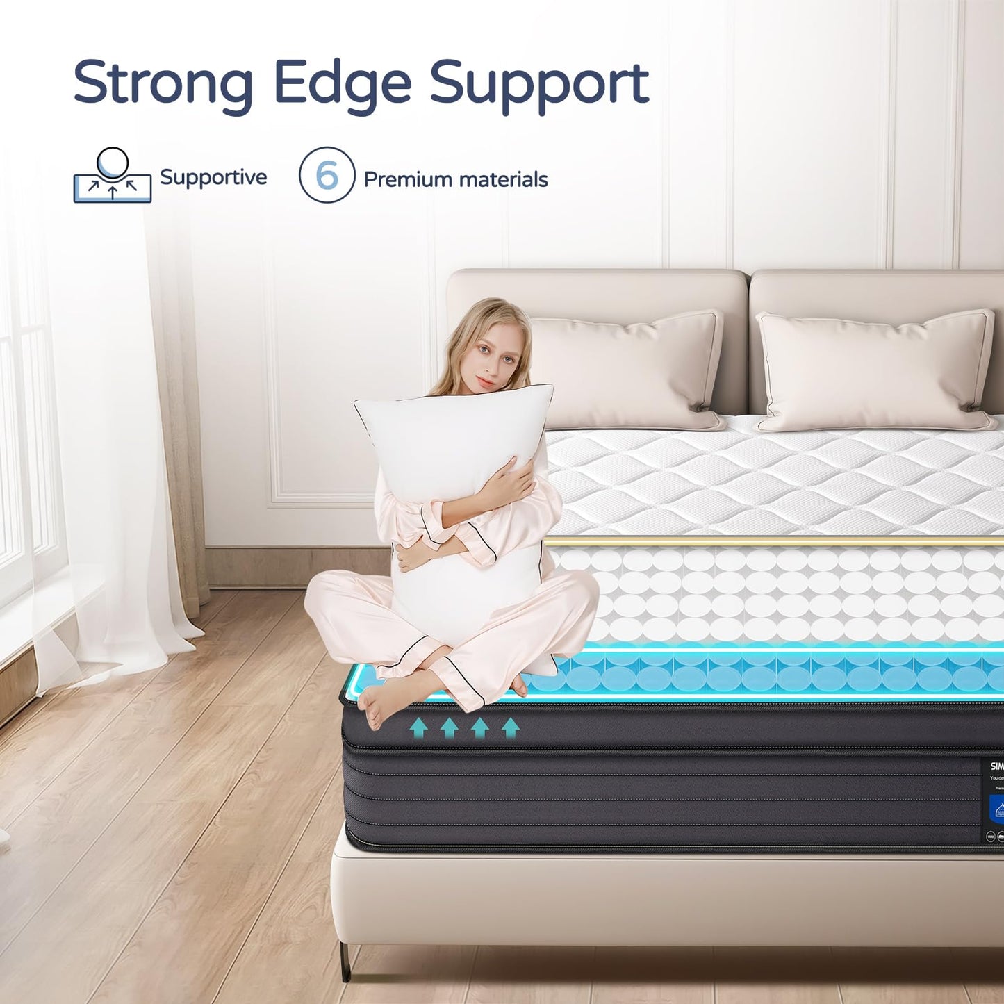 14 Inch King Size Hybrid Memory Foam Mattress in a Box, Medium Bed with Motion Isolation, Pressure Relief & Strong Edge Support