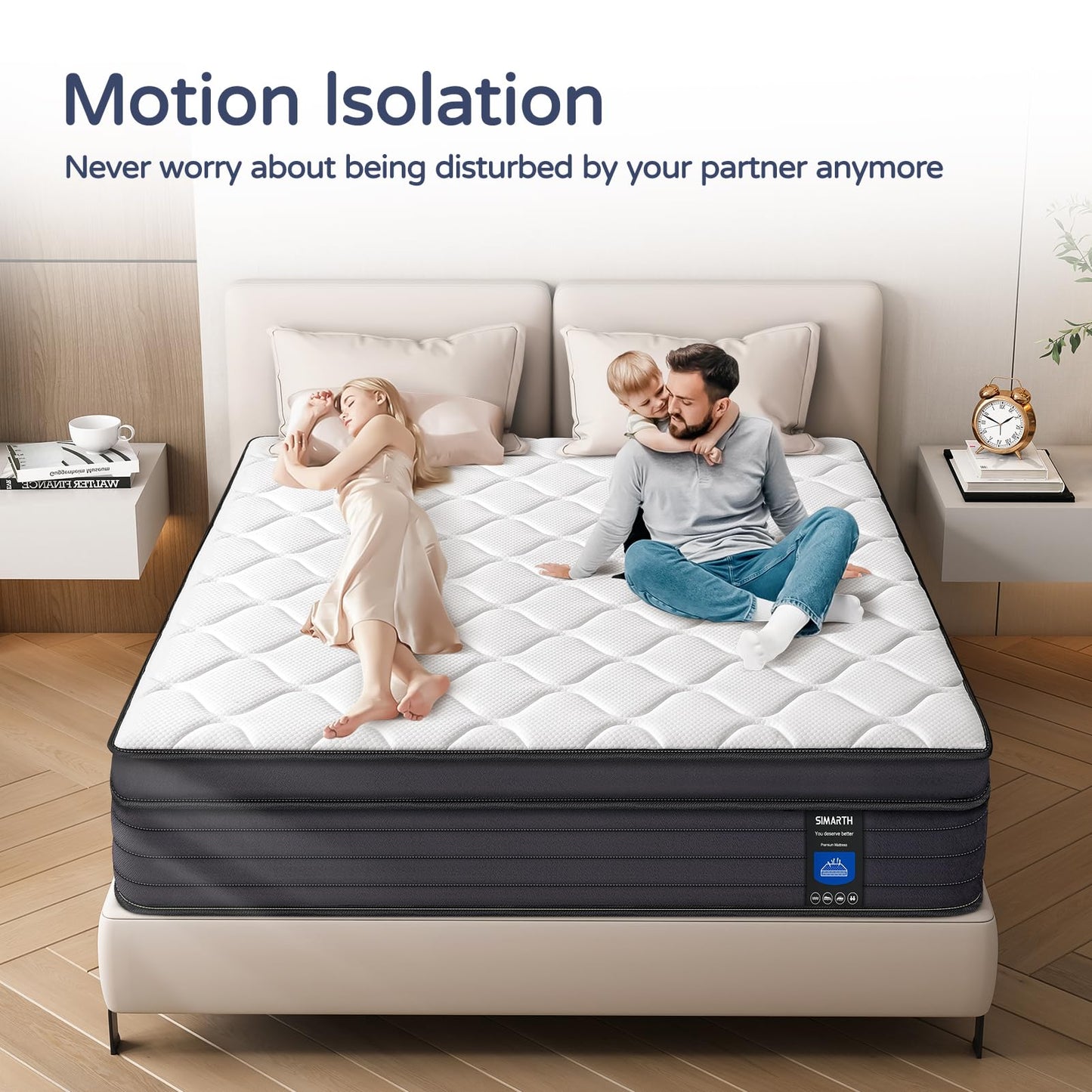 14 Inch Queen Size Hybrid Mattress in a Box, Pocket Springs for Motion Isolation, Pressure Relief & Strong Edge Support