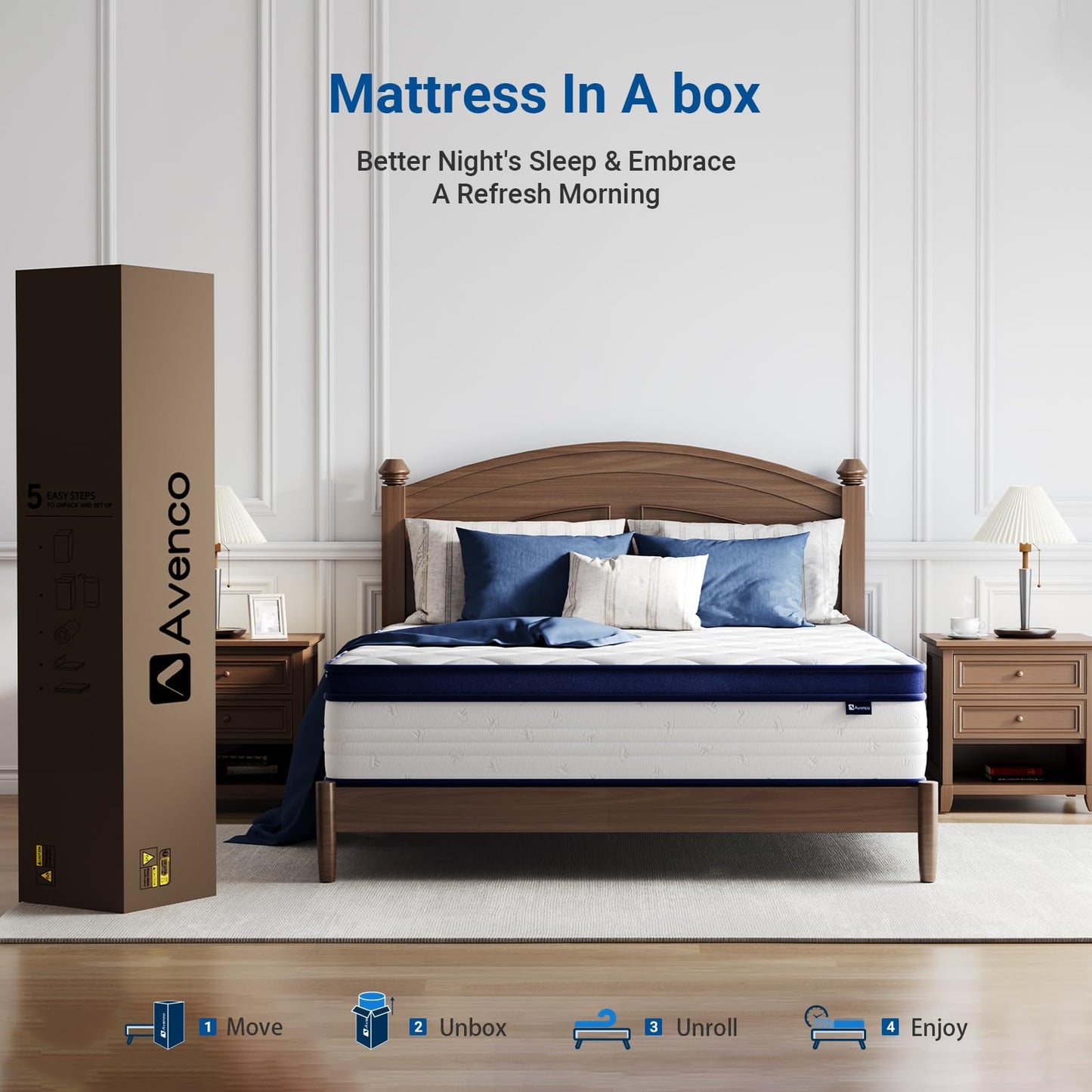 10 Inch Queen Size Hybrid Mattress in a Box, Comfort Foam & Pocket Coils for Pressure Relief & Motion Isolation