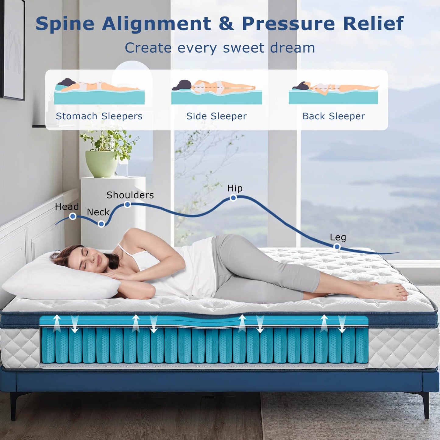 10 Inch Twin Size Hybrid Mattress in a Box, Medium Firm Memory Foam Bed with Pocket Springs, Pressure Relief, Motion Isolation & Edge Support, CertiPUR-US Certified