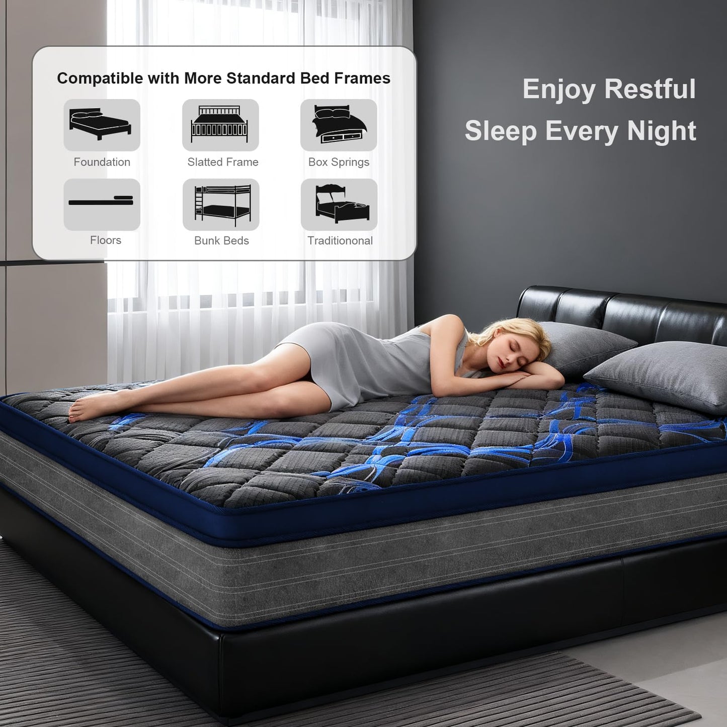 Twin Mattress, 12 Inch Medium Firm Hybrid Bed in a Box, Memory Foam with Zoned Pocket Coils, Motion Isolation & Edge Support