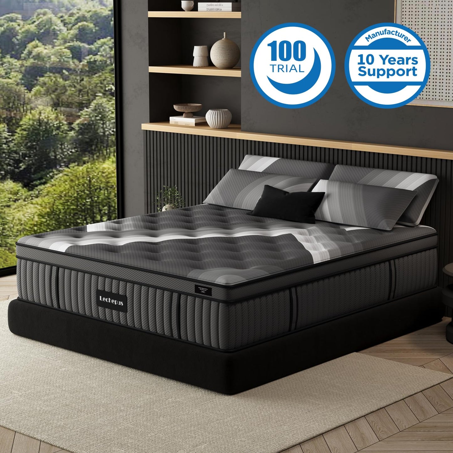 10 Inch King Hybrid Mattress | Medium Firm Memory Foam with 5-Zone Pocket Springs | Pressure Relief | CertiPUR-US Certified, Fiberglass Free