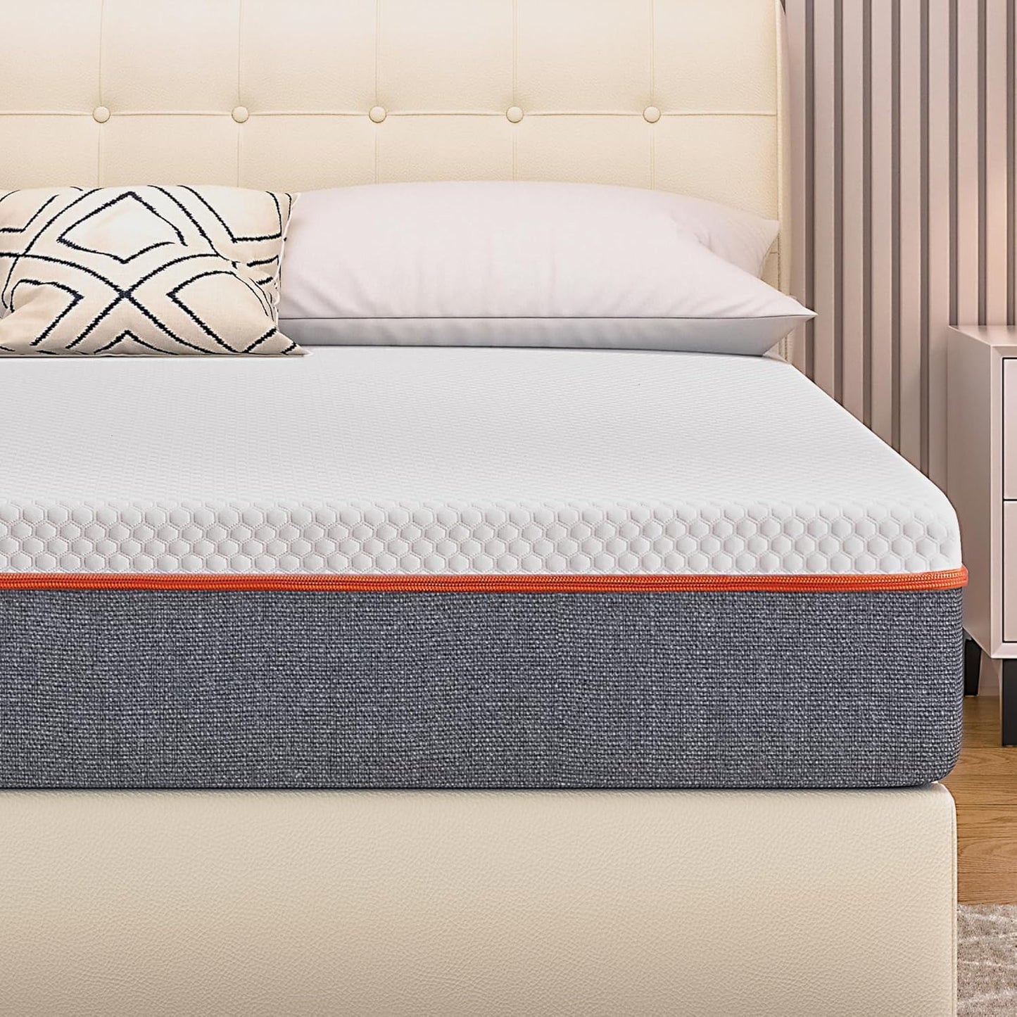California King Mattress, 8 Inch Medium Firm Memory Foam Bed, Charcoal Infused with Washable Cover & Cooling Pressure Relief