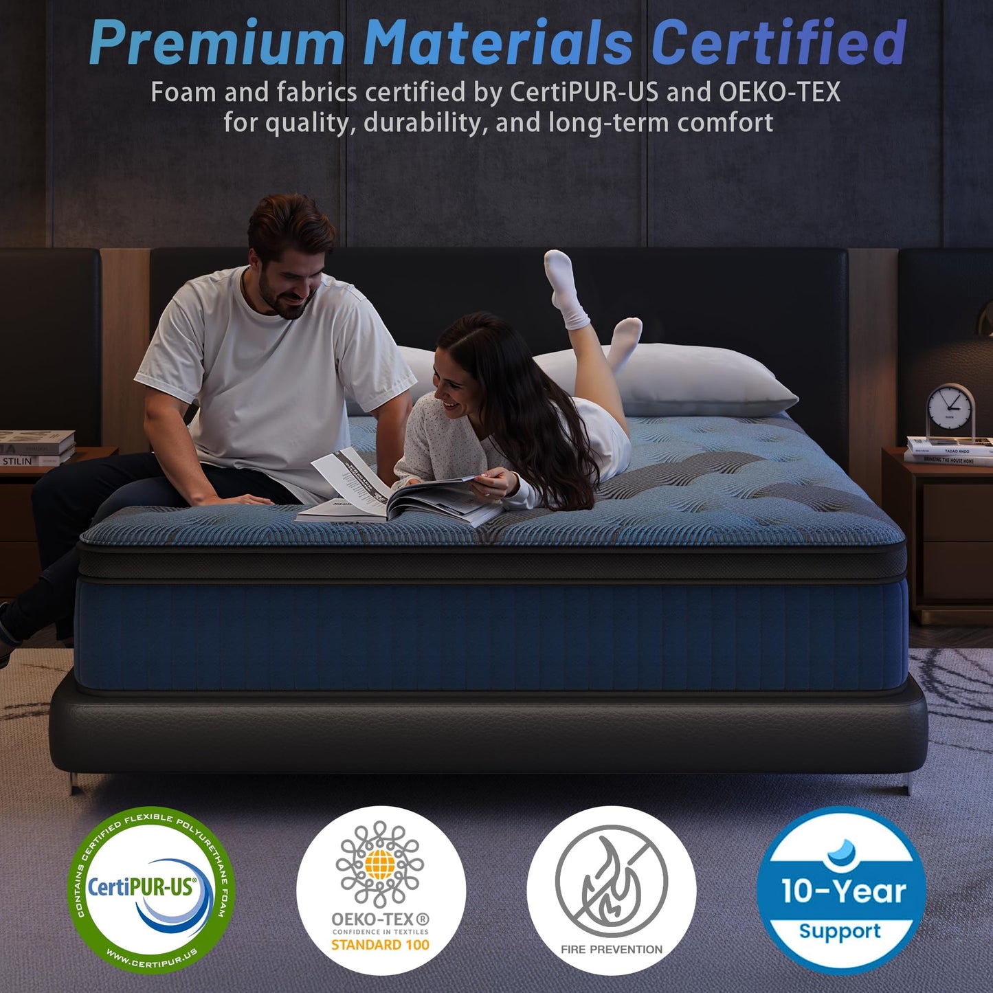 Full Mattress, 12 Inch Hybrid Bed in a Box with Gel Memory Foam & Pocket Springs, Medium Firm Cooling Pressure Relief & Edge Support