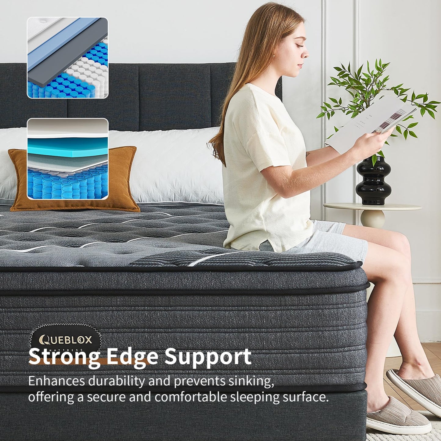 12 Inch Twin Hybrid Mattress | 5-Zone Firm with Lumbar & Shoulder Support | Pain Relief, Fiberglass Free | 365 Night Trial