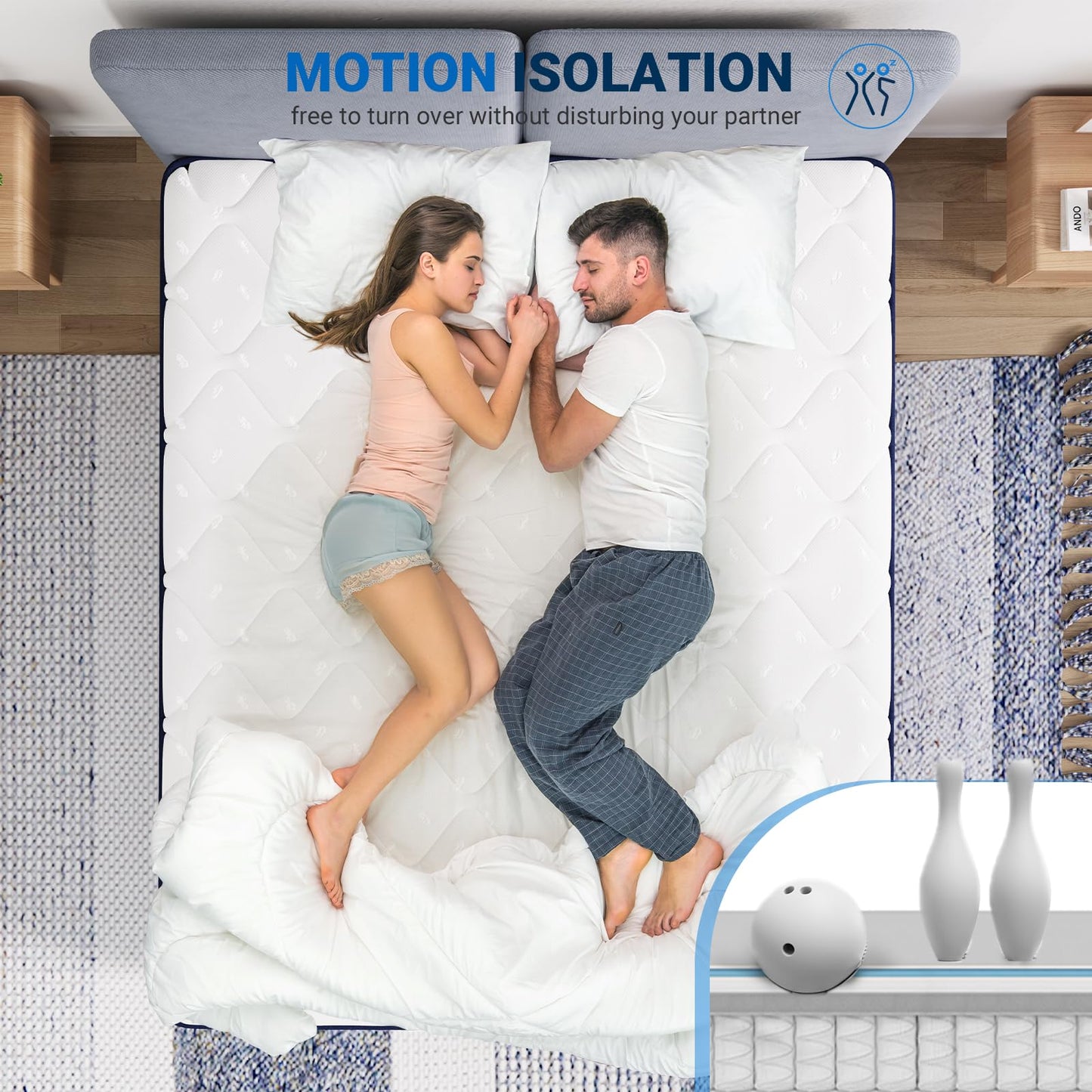 Queen Mattress, 12 Inch Hybrid Bed in a Box with Comfort Foam & Pocket Coils, Pressure Relief & Motion Isolation